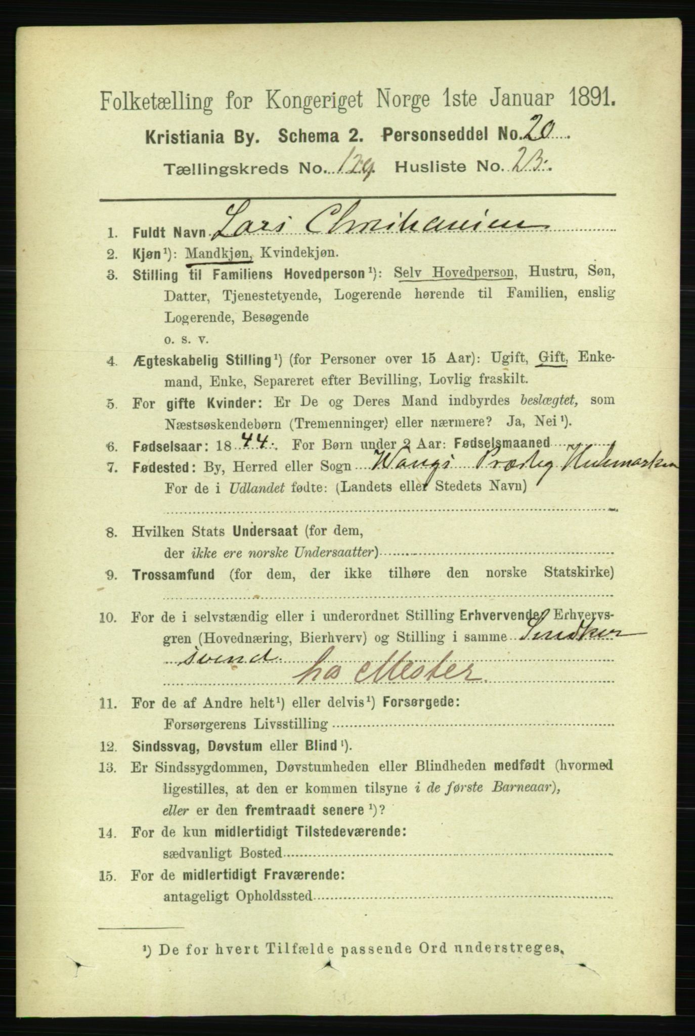 RA, 1891 census for 0301 Kristiania, 1891, p. 69914