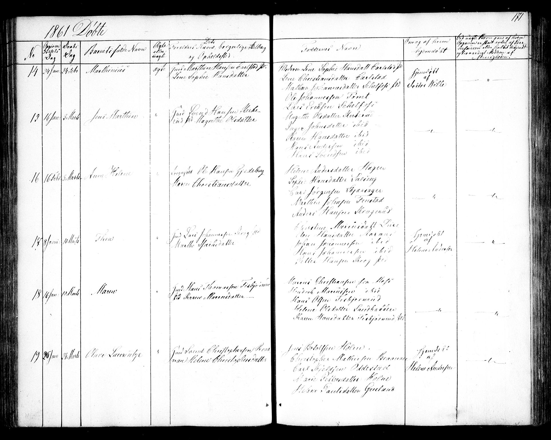 Hobøl prestekontor Kirkebøker, AV/SAO-A-2002/F/Fa/L0003: Parish register (official) no. I 3, 1842-1864, p. 171