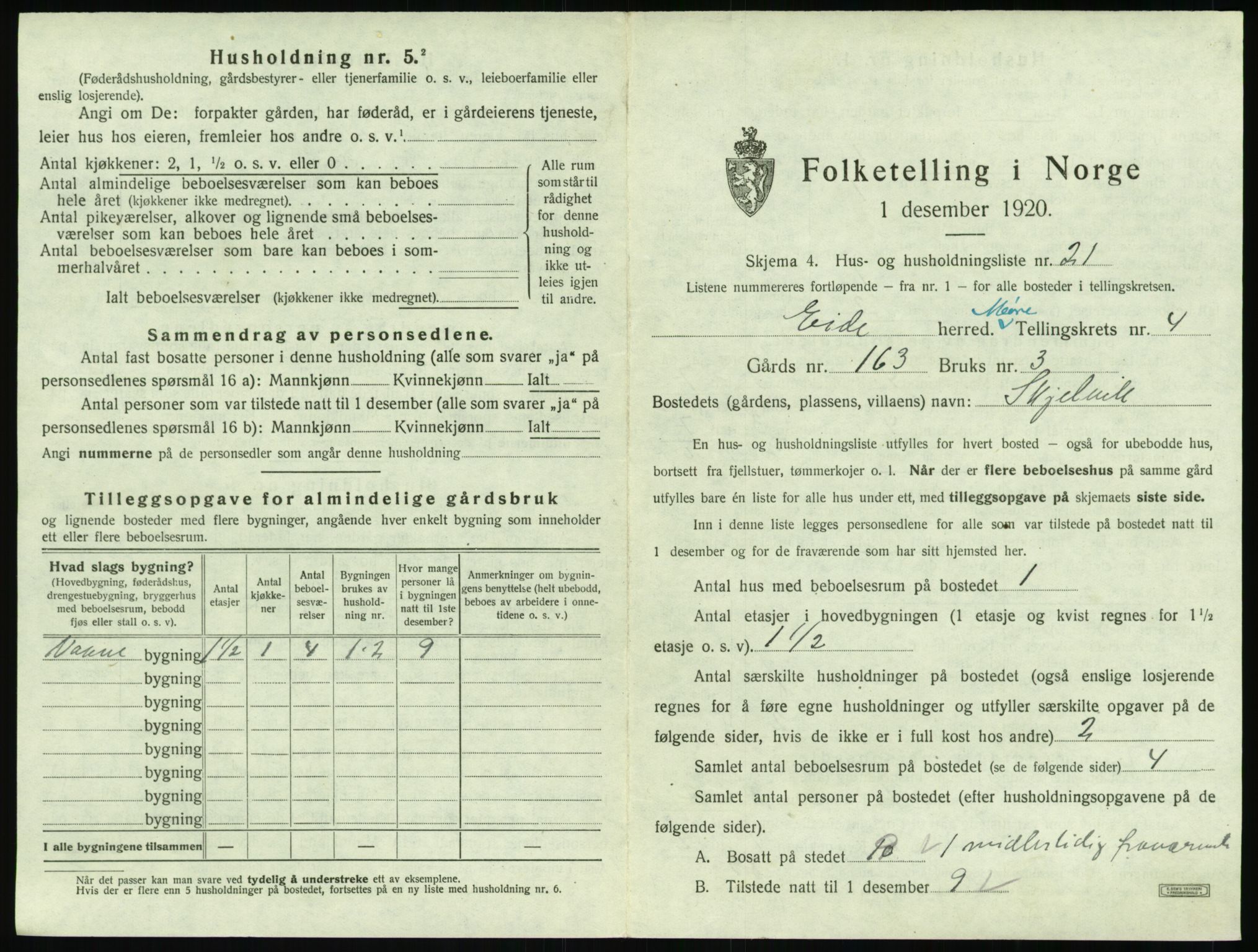 SAT, 1920 census for Eid (MR), 1920, p. 294