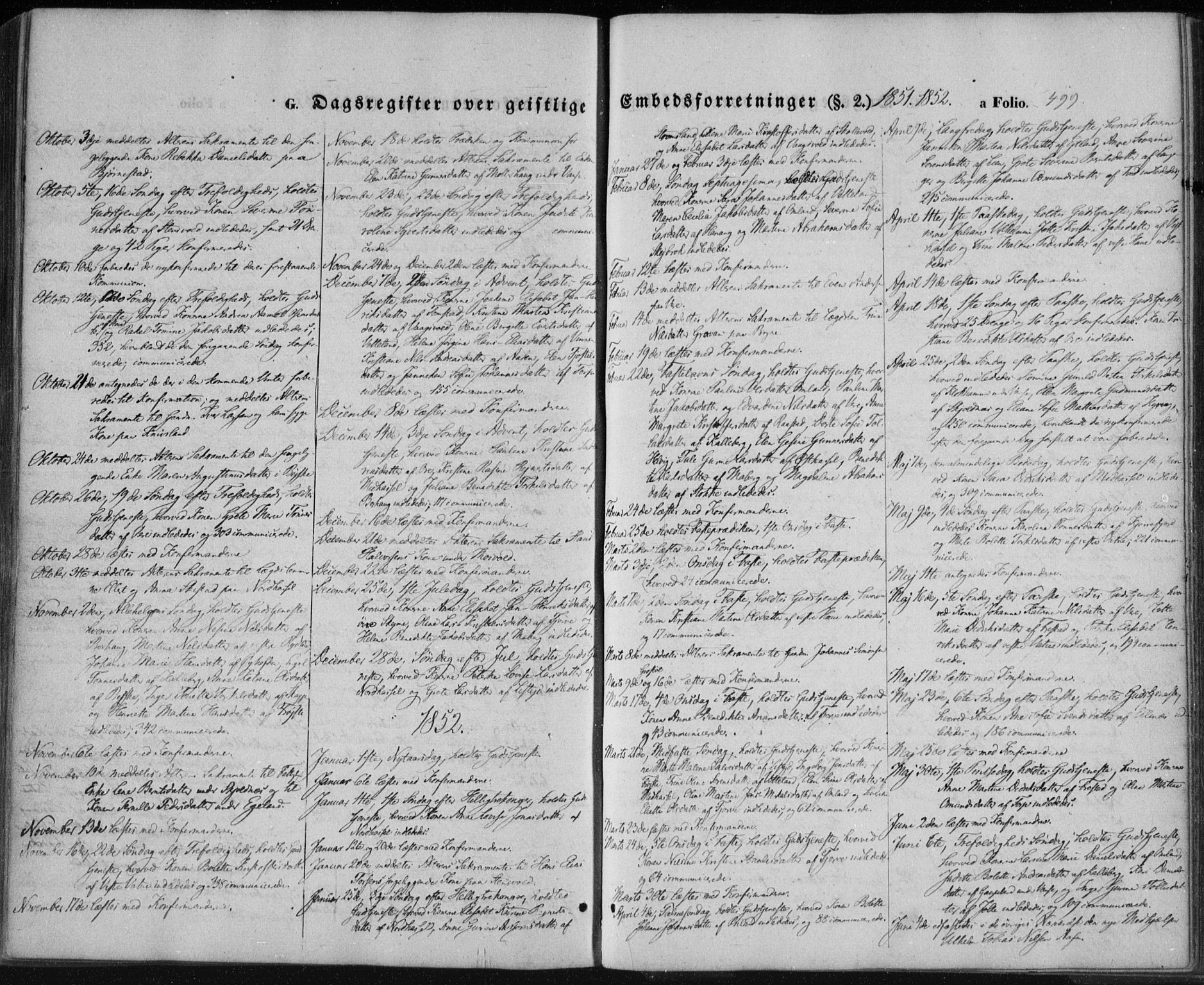 Lista sokneprestkontor, SAK/1111-0027/F/Fa/L0010: Parish register (official) no. A 10, 1846-1861, p. 499