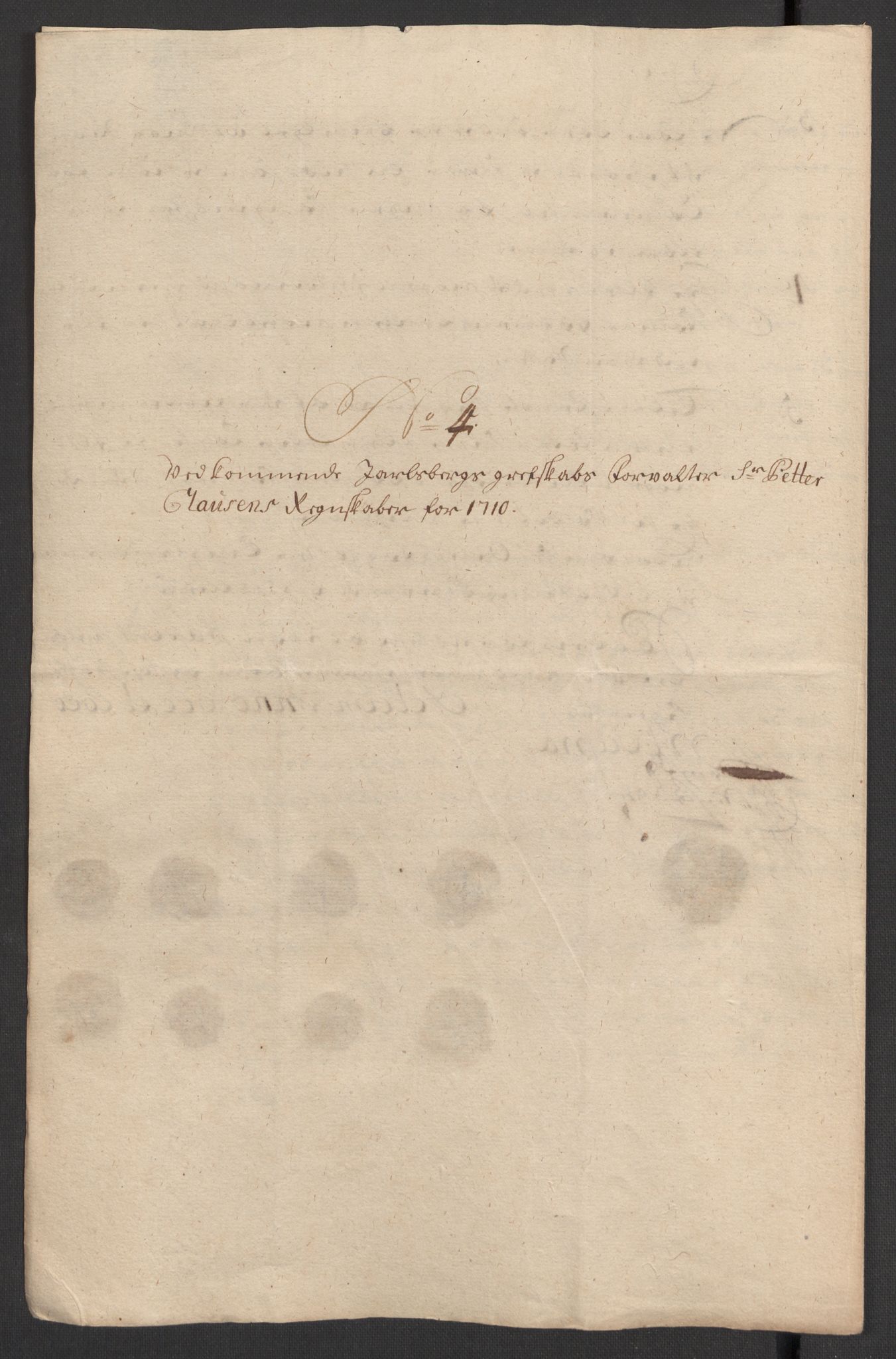 Rentekammeret inntil 1814, Reviderte regnskaper, Fogderegnskap, AV/RA-EA-4092/R32/L1875: Fogderegnskap Jarlsberg grevskap, 1710, p. 161