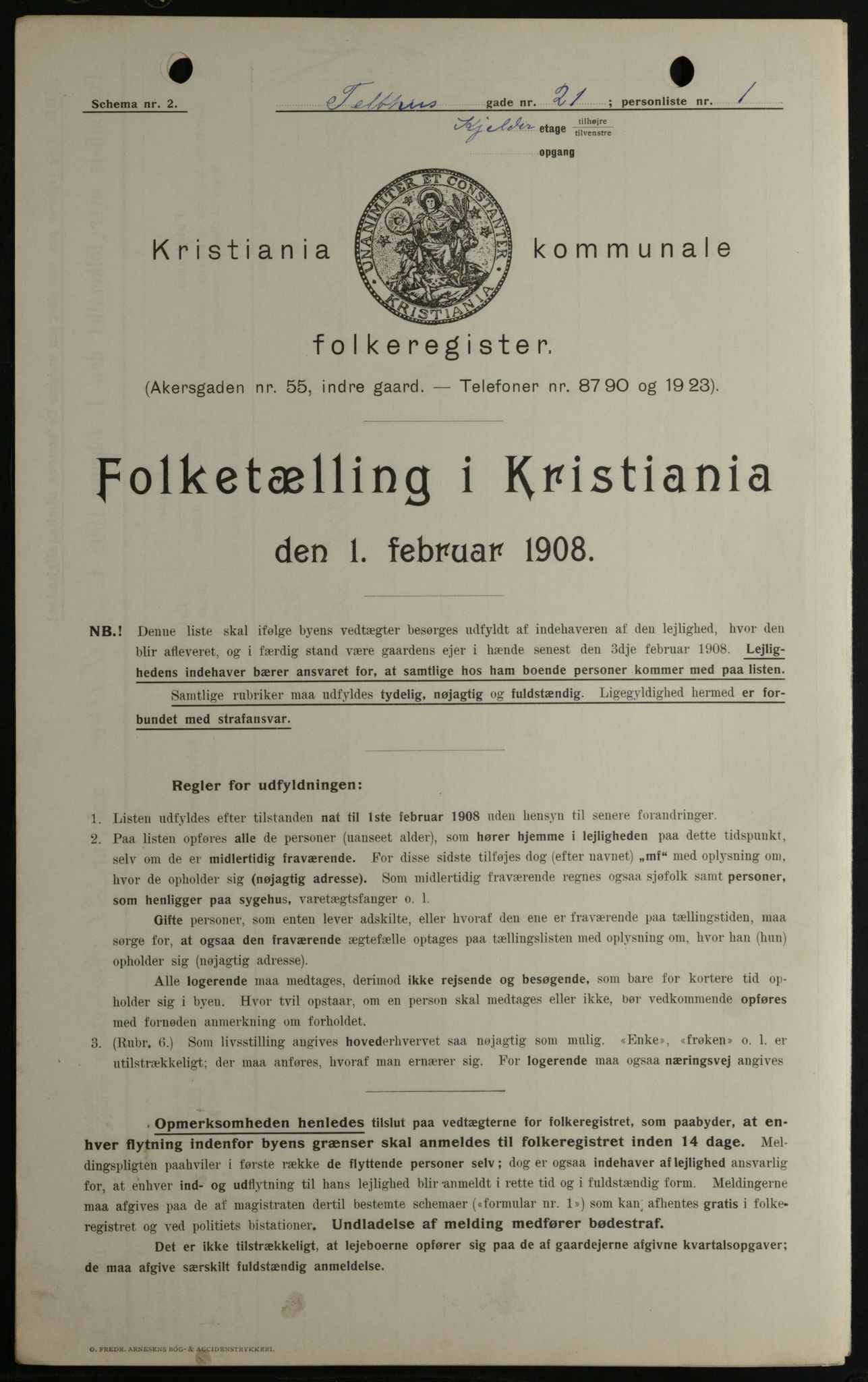 OBA, Municipal Census 1908 for Kristiania, 1908, p. 96767