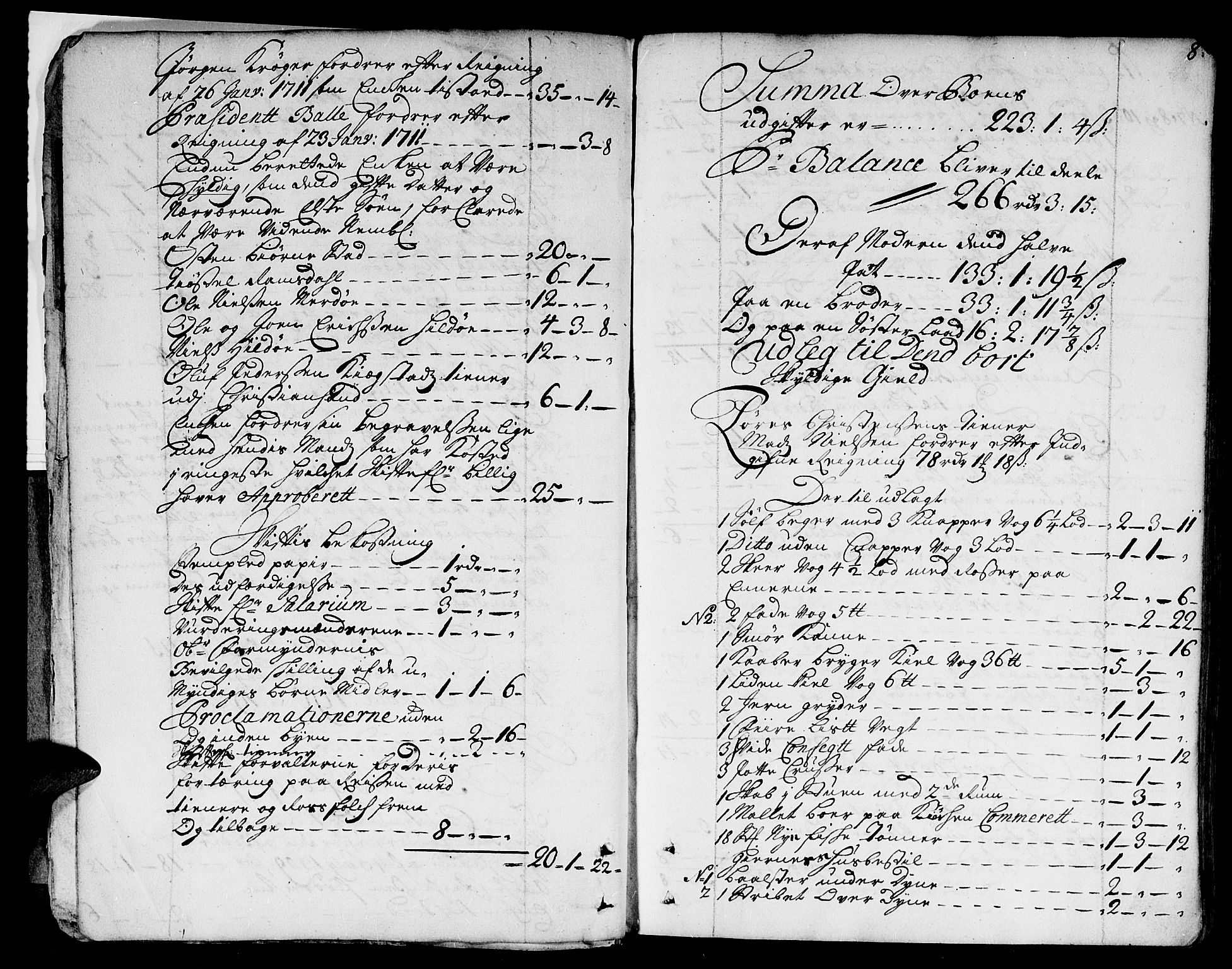 Kristiansand byrett, AV/SAK-1223-0001/H/Hc/L0002: Skifteprotokoll nr. 1, 1711-1716, p. 7b-8a