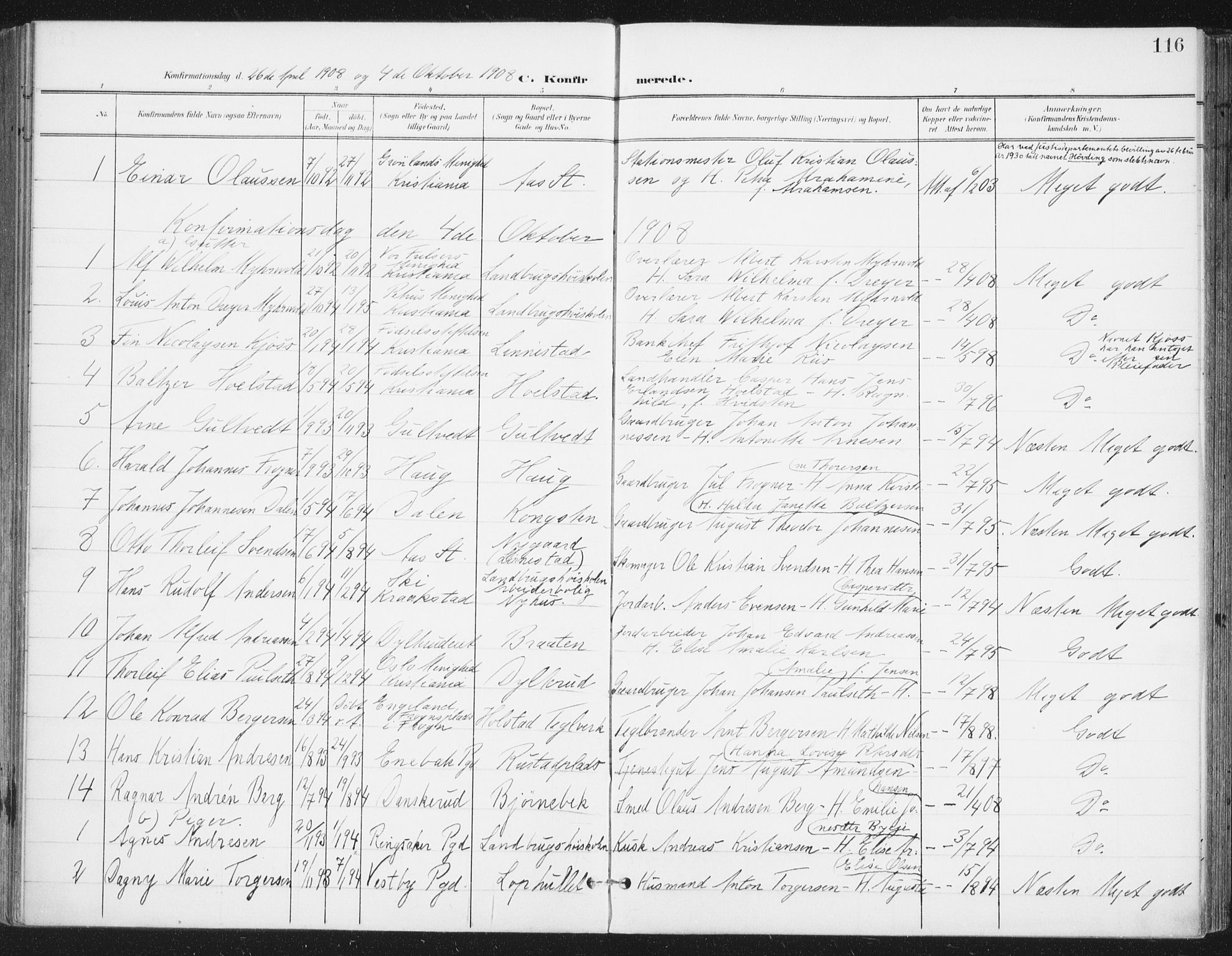 Ås prestekontor Kirkebøker, SAO/A-10894/F/Fa/L0010: Parish register (official) no. I 10, 1900-1918, p. 116