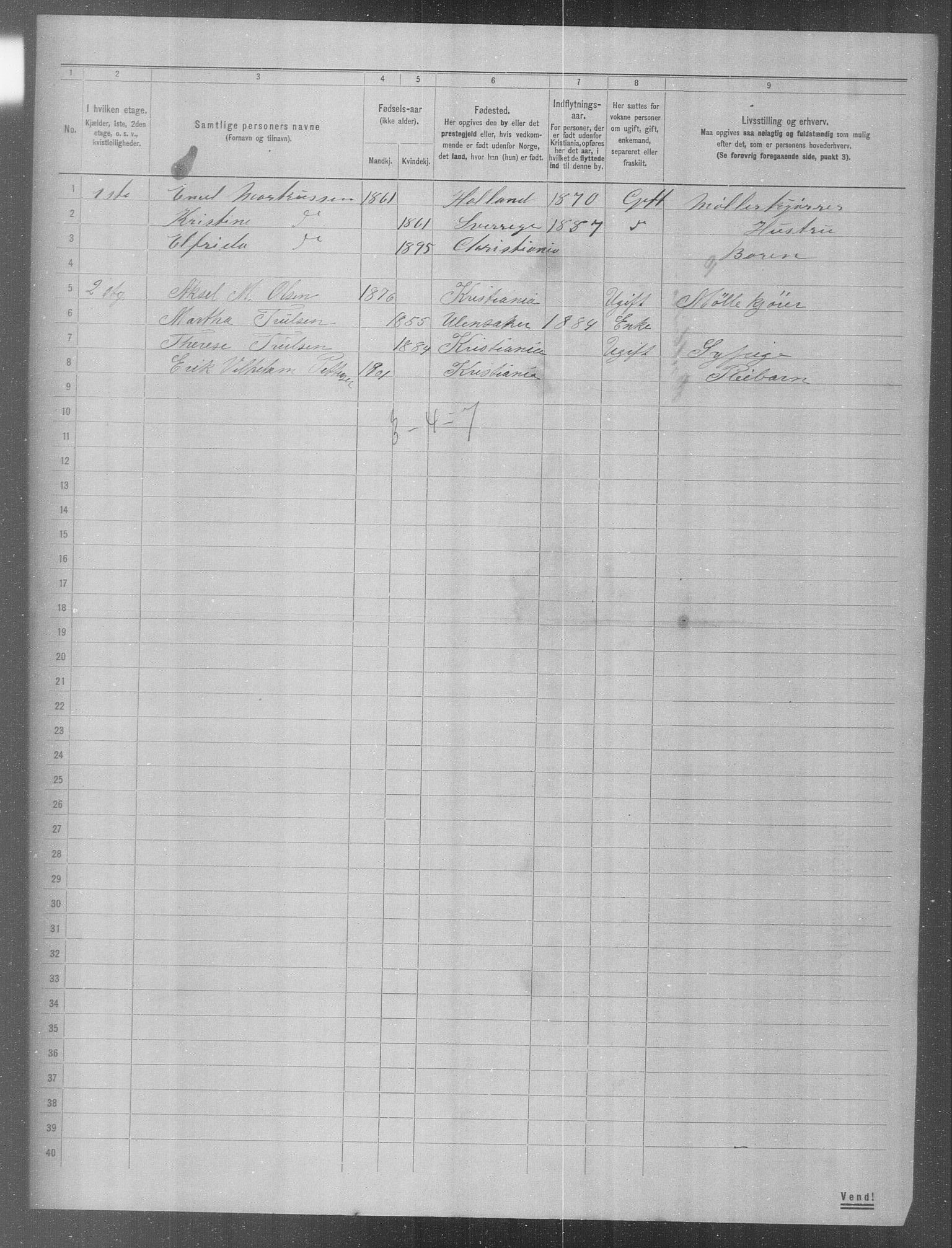 OBA, Municipal Census 1904 for Kristiania, 1904, p. 1840