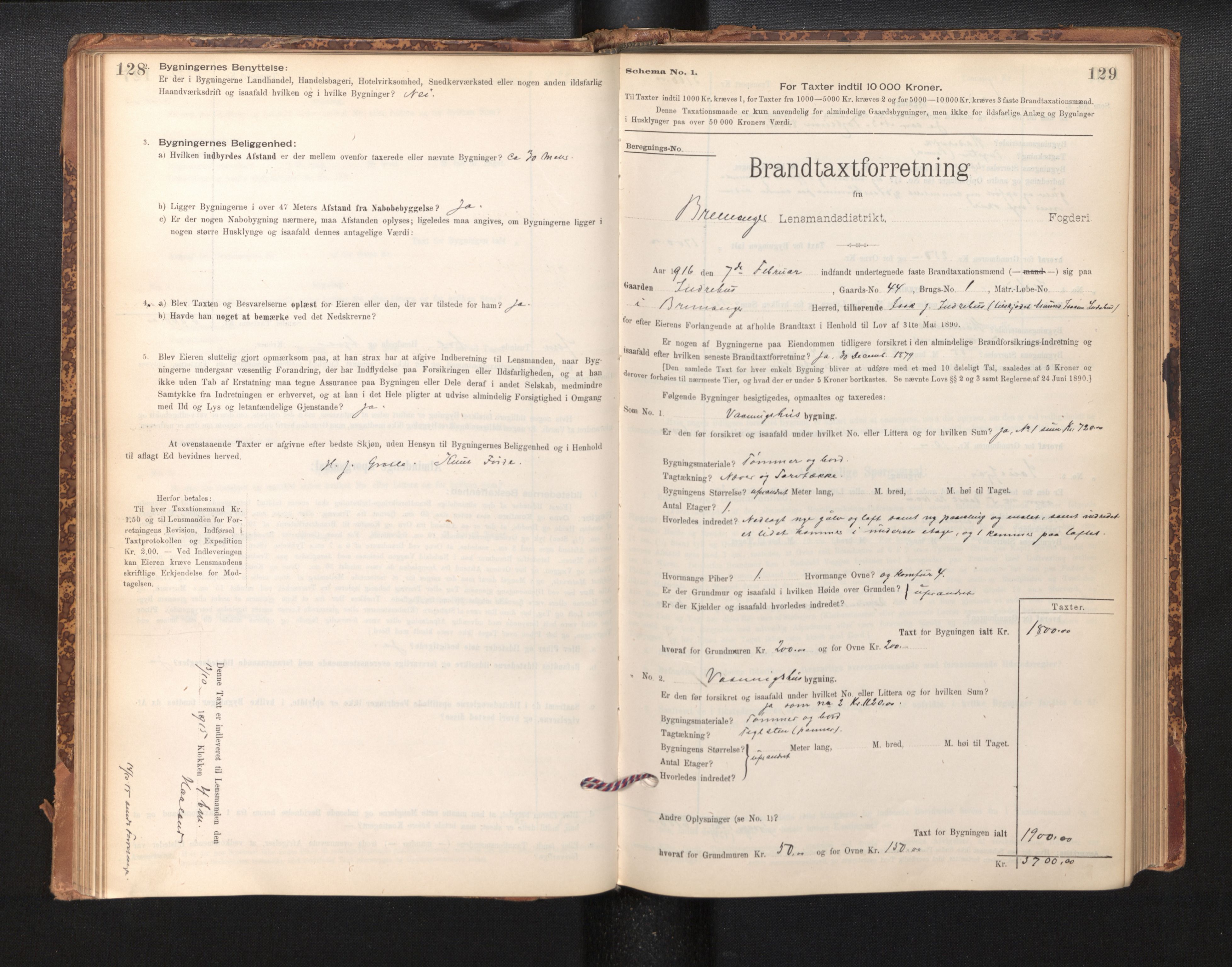 Lensmannen i Bremanger, SAB/A-26701/0012/L0007: Branntakstprotokoll, skjematakst, 1895-1936, p. 128-129