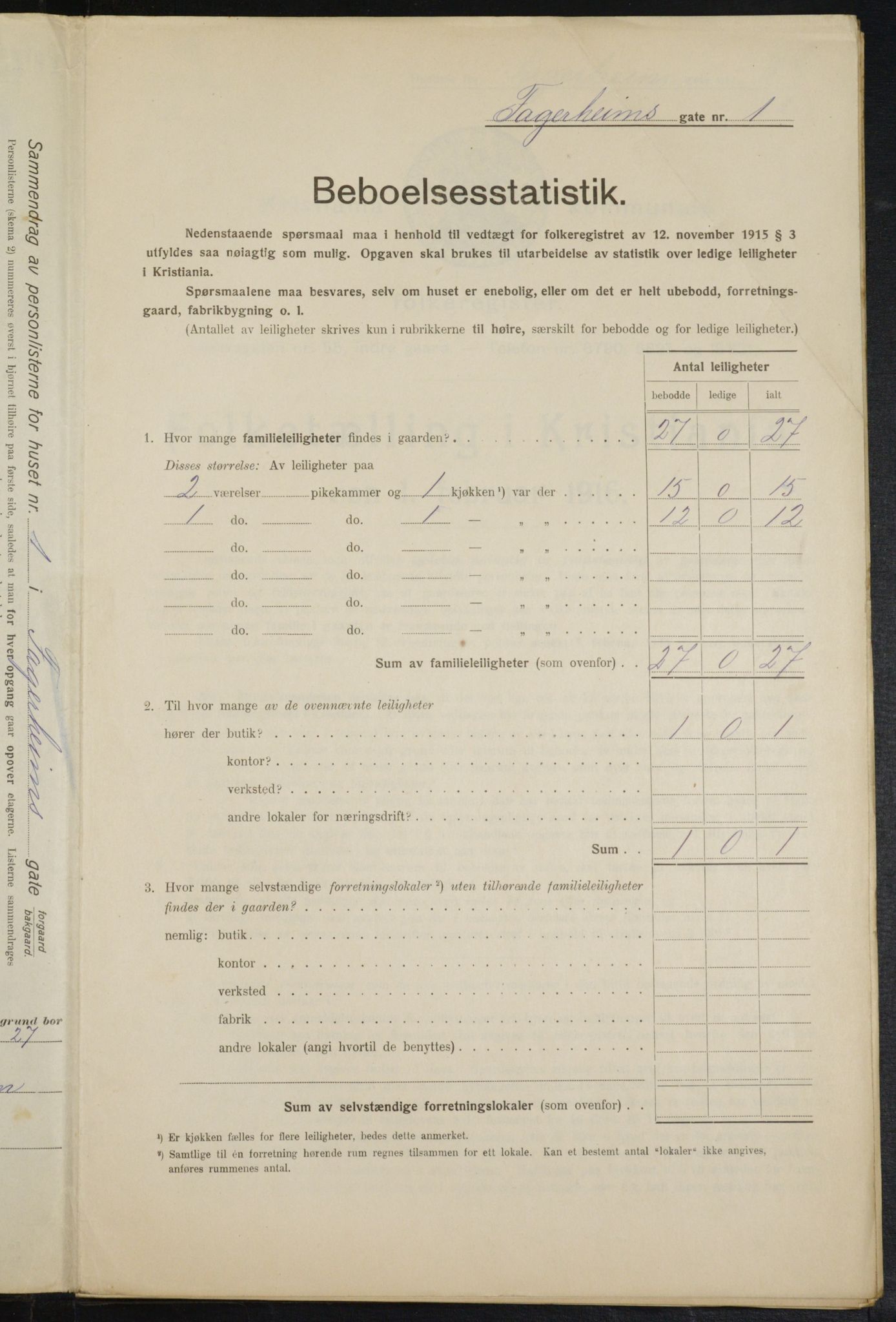 OBA, Municipal Census 1916 for Kristiania, 1916, p. 23447