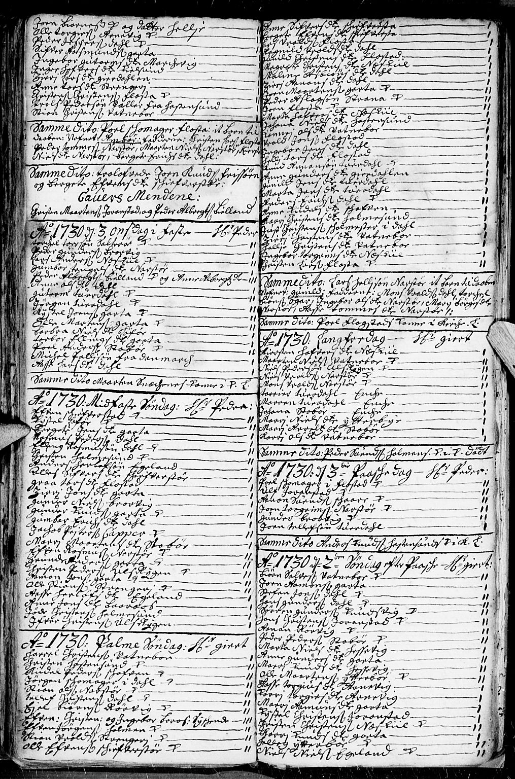 Dypvåg sokneprestkontor, AV/SAK-1111-0007/F/Fb/Fba/L0003: Parish register (copy) no. B 3, 1715-1738, p. 123