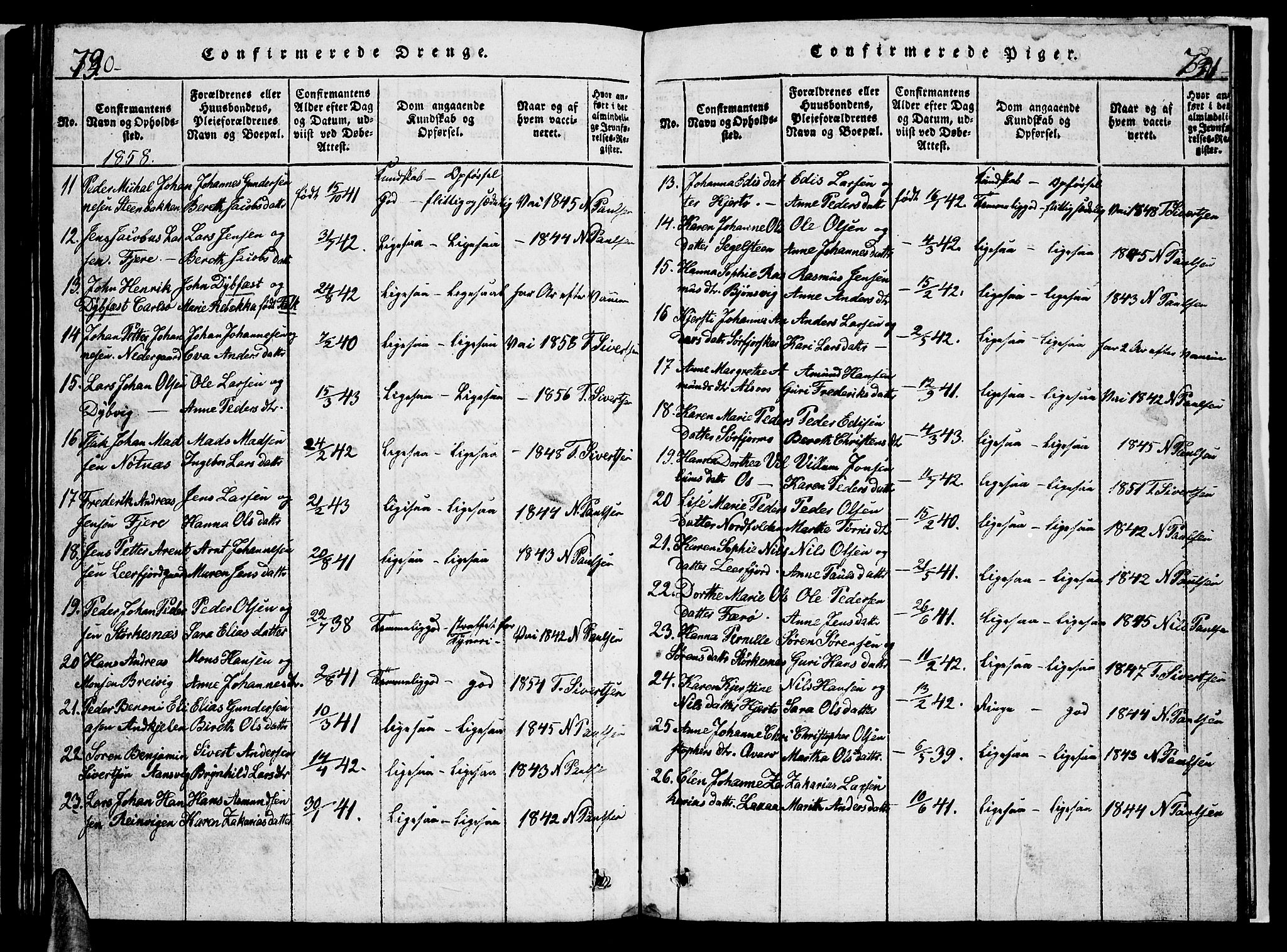 Ministerialprotokoller, klokkerbøker og fødselsregistre - Nordland, AV/SAT-A-1459/853/L0773: Parish register (copy) no. 853C01, 1821-1859, p. 730-731