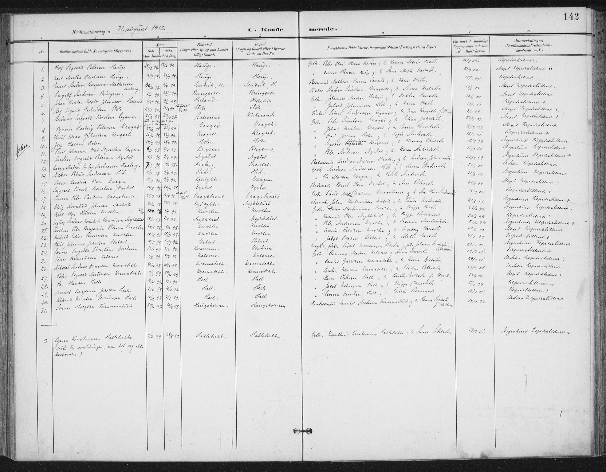 Ministerialprotokoller, klokkerbøker og fødselsregistre - Møre og Romsdal, AV/SAT-A-1454/503/L0038: Parish register (official) no. 503A06, 1901-1917, p. 142