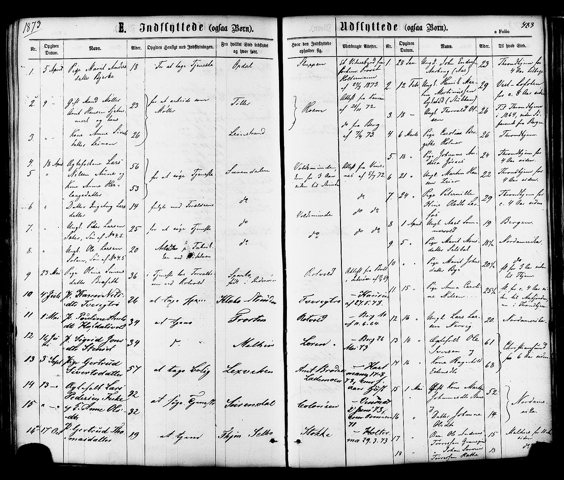 Ministerialprotokoller, klokkerbøker og fødselsregistre - Sør-Trøndelag, SAT/A-1456/606/L0293: Parish register (official) no. 606A08, 1866-1877, p. 483