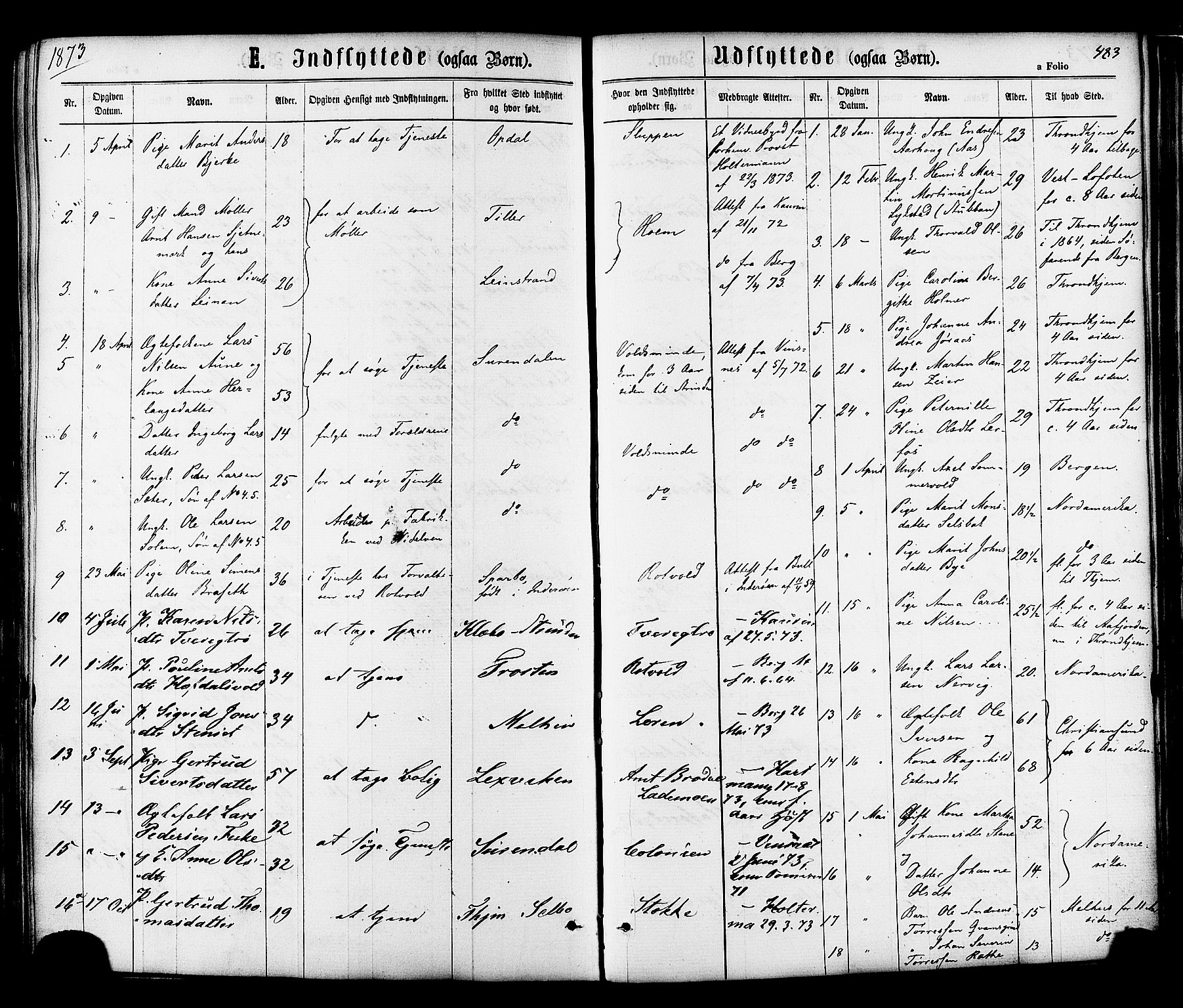 Ministerialprotokoller, klokkerbøker og fødselsregistre - Sør-Trøndelag, AV/SAT-A-1456/606/L0293: Parish register (official) no. 606A08, 1866-1877, p. 483