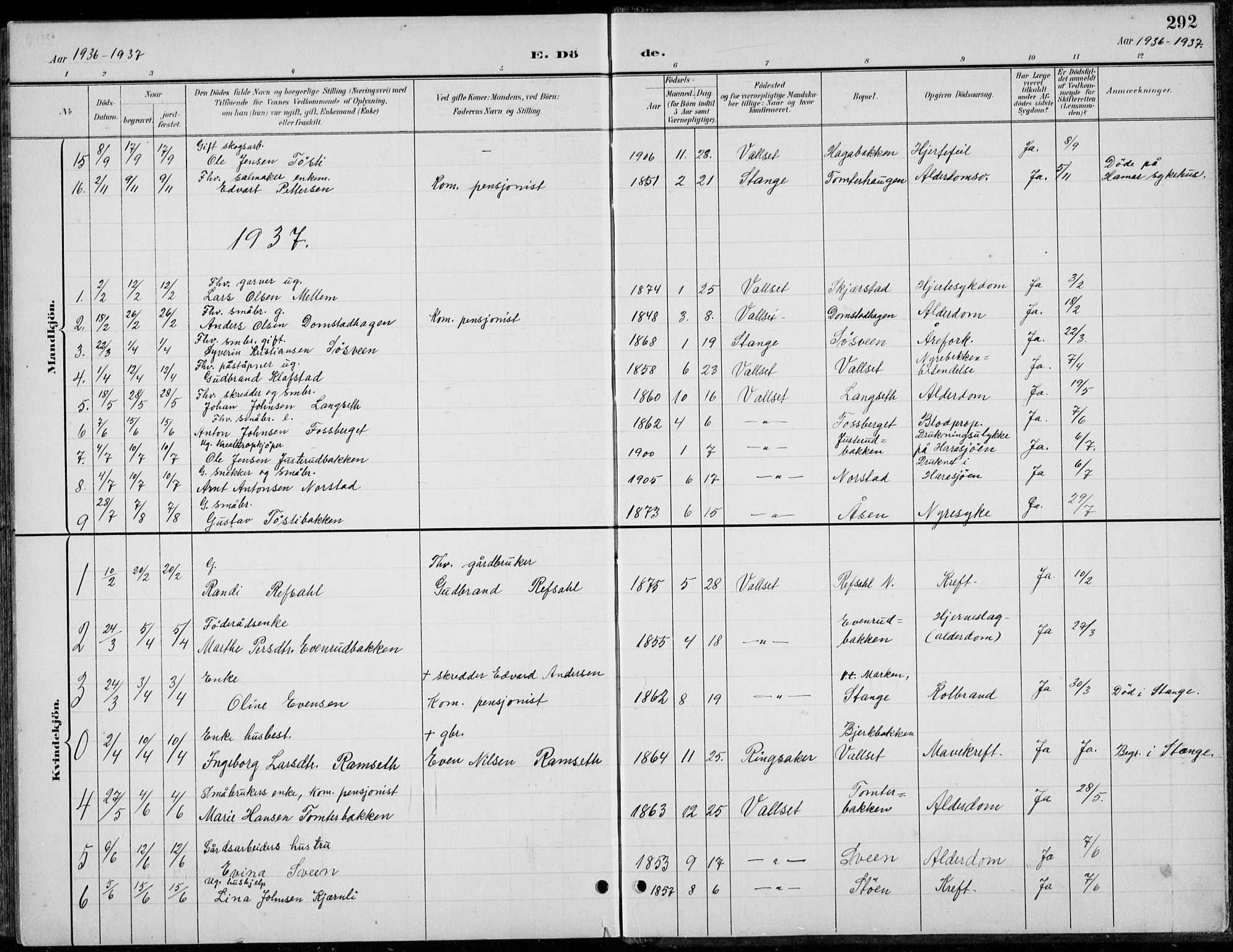 Romedal prestekontor, AV/SAH-PREST-004/L/L0013: Parish register (copy) no. 13, 1896-1937, p. 292