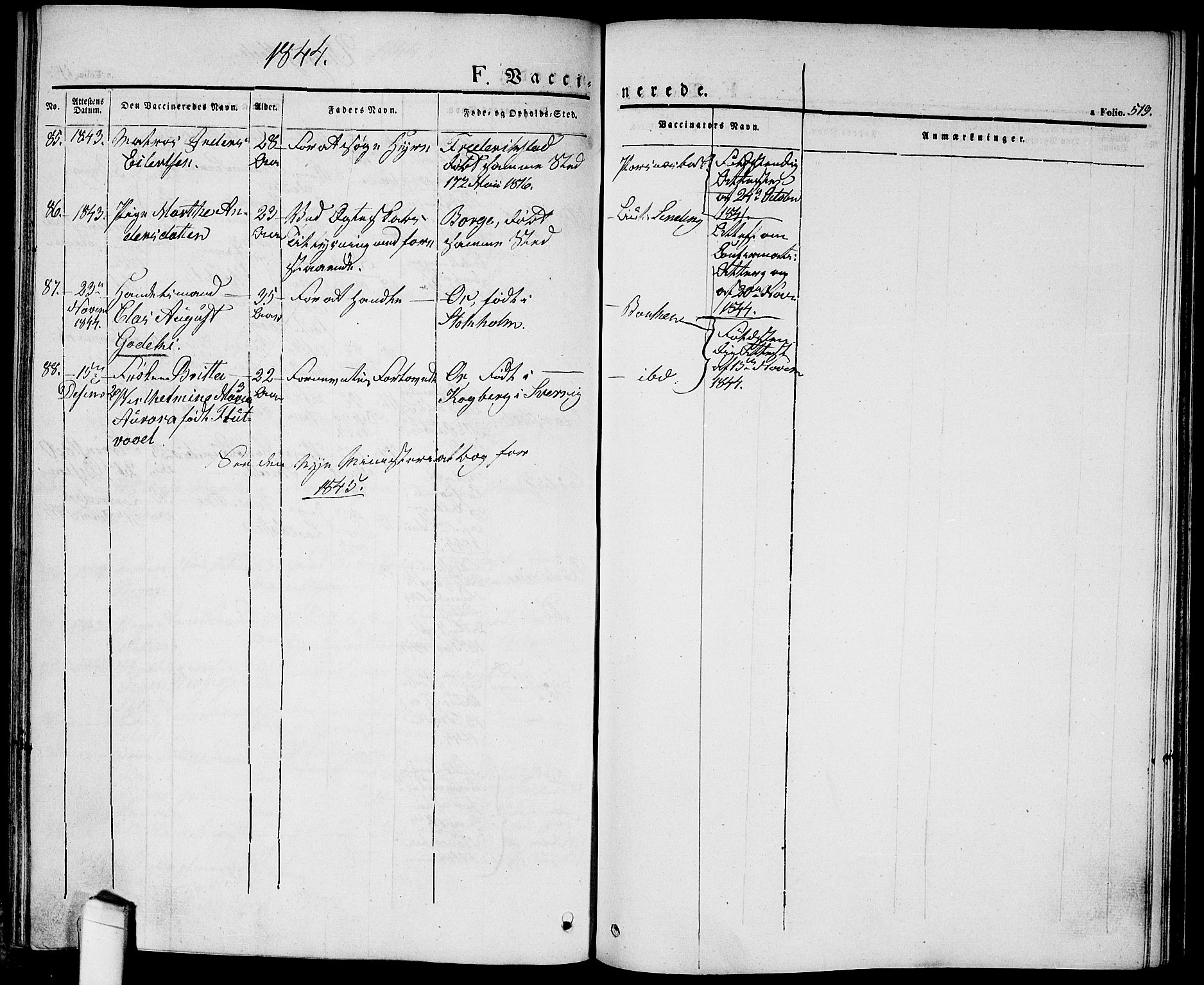 Halden prestekontor Kirkebøker, AV/SAO-A-10909/G/Ga/L0003: Parish register (copy) no. 3, 1834-1844, p. 519
