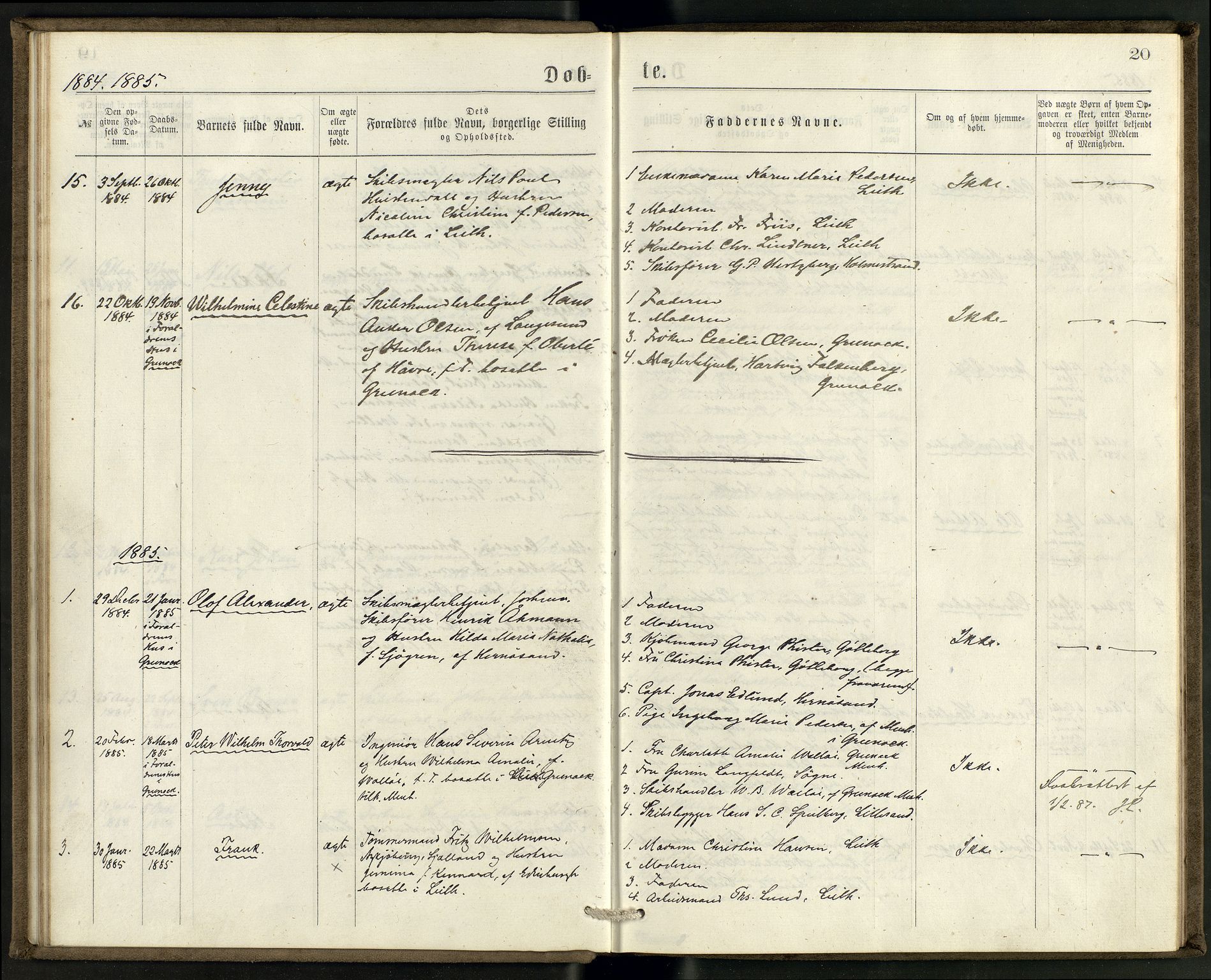 Den norske sjømannsmisjon i utlandet/Skotske havner (Leith, Glasgow), AV/SAB-SAB/PA-0100/H/Ha/Haa/L0002: Parish register (official) no. A 2, 1877-1887, p. 19b-20a