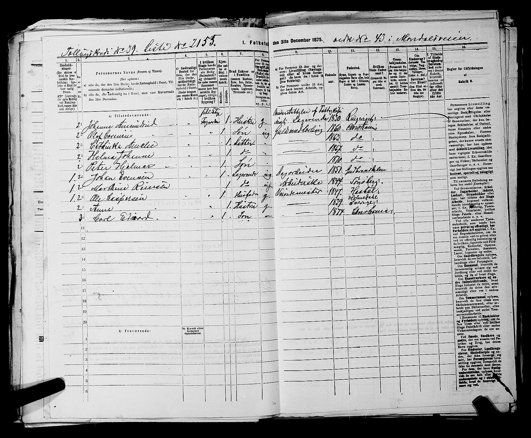 RA, 1875 census for 0301 Kristiania, 1875, p. 6143