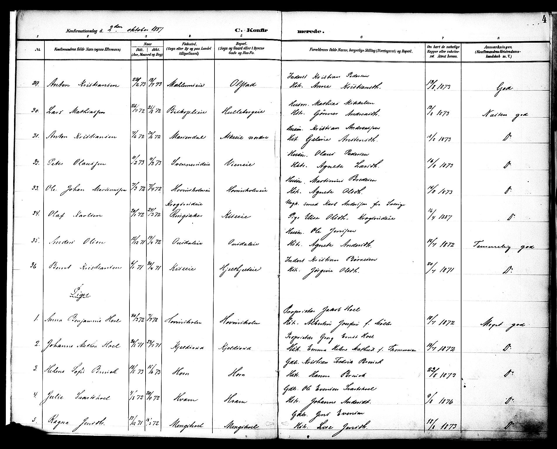 Nes prestekontor, Hedmark, AV/SAH-PREST-020/K/Ka/L0010: Parish register (official) no. 10, 1887-1905, p. 4