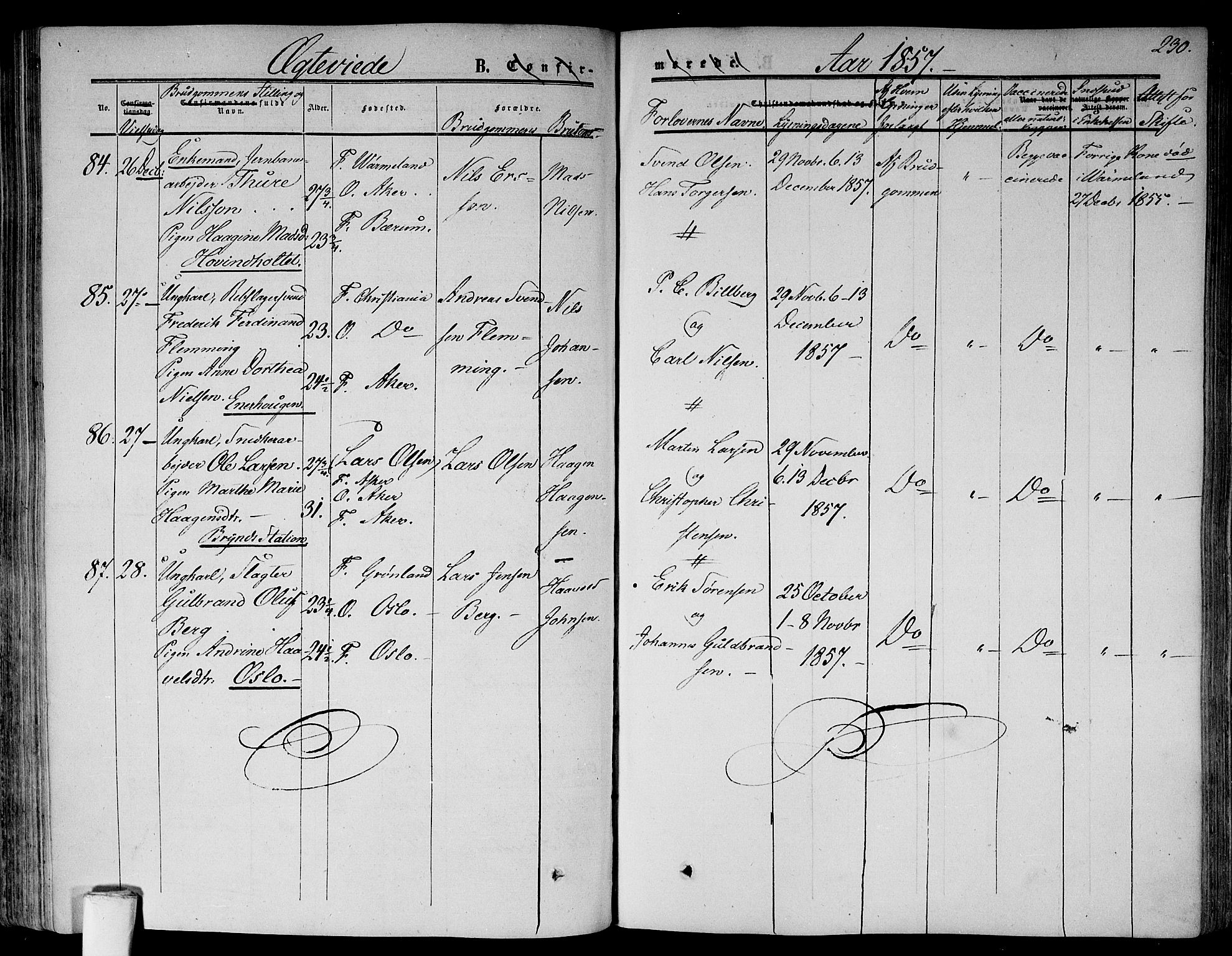 Gamlebyen prestekontor Kirkebøker, SAO/A-10884/F/Fa/L0004: Parish register (official) no. 4, 1850-1857, p. 230