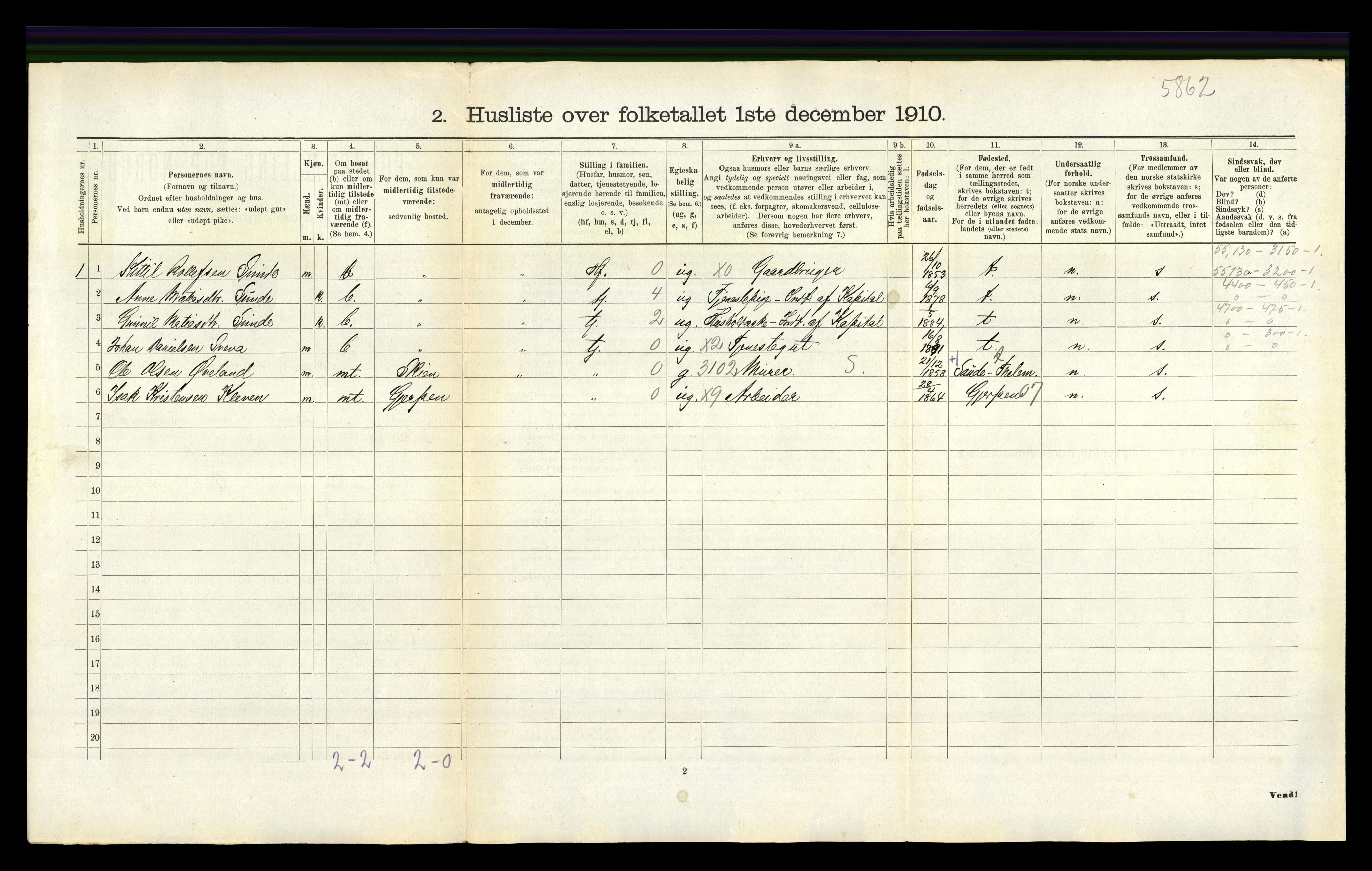 RA, 1910 census for Sauherad, 1910, p. 292