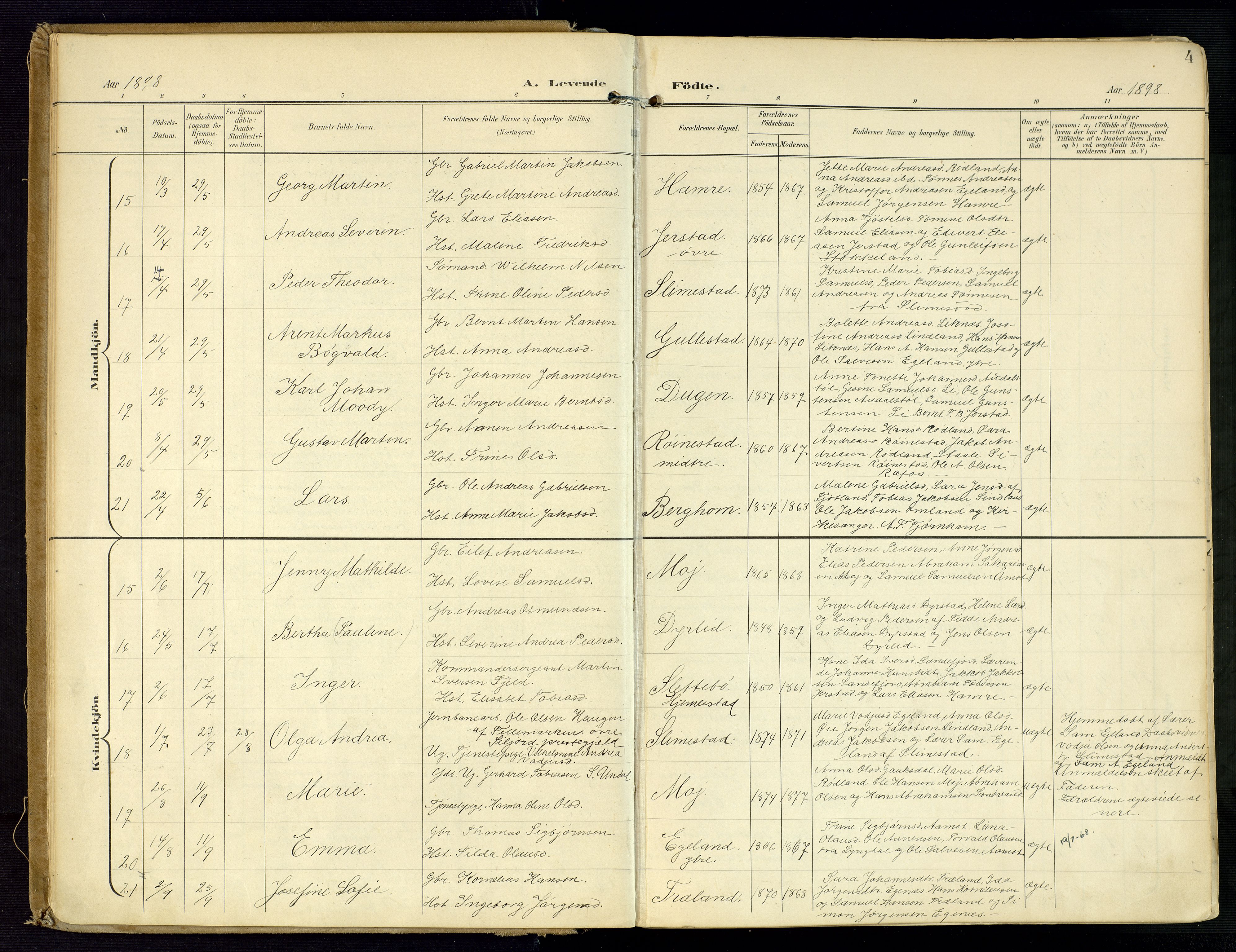 Kvinesdal sokneprestkontor, SAK/1111-0026/F/Fa/Fab/L0009: Parish register (official) no. A 9, 1898-1915, p. 4