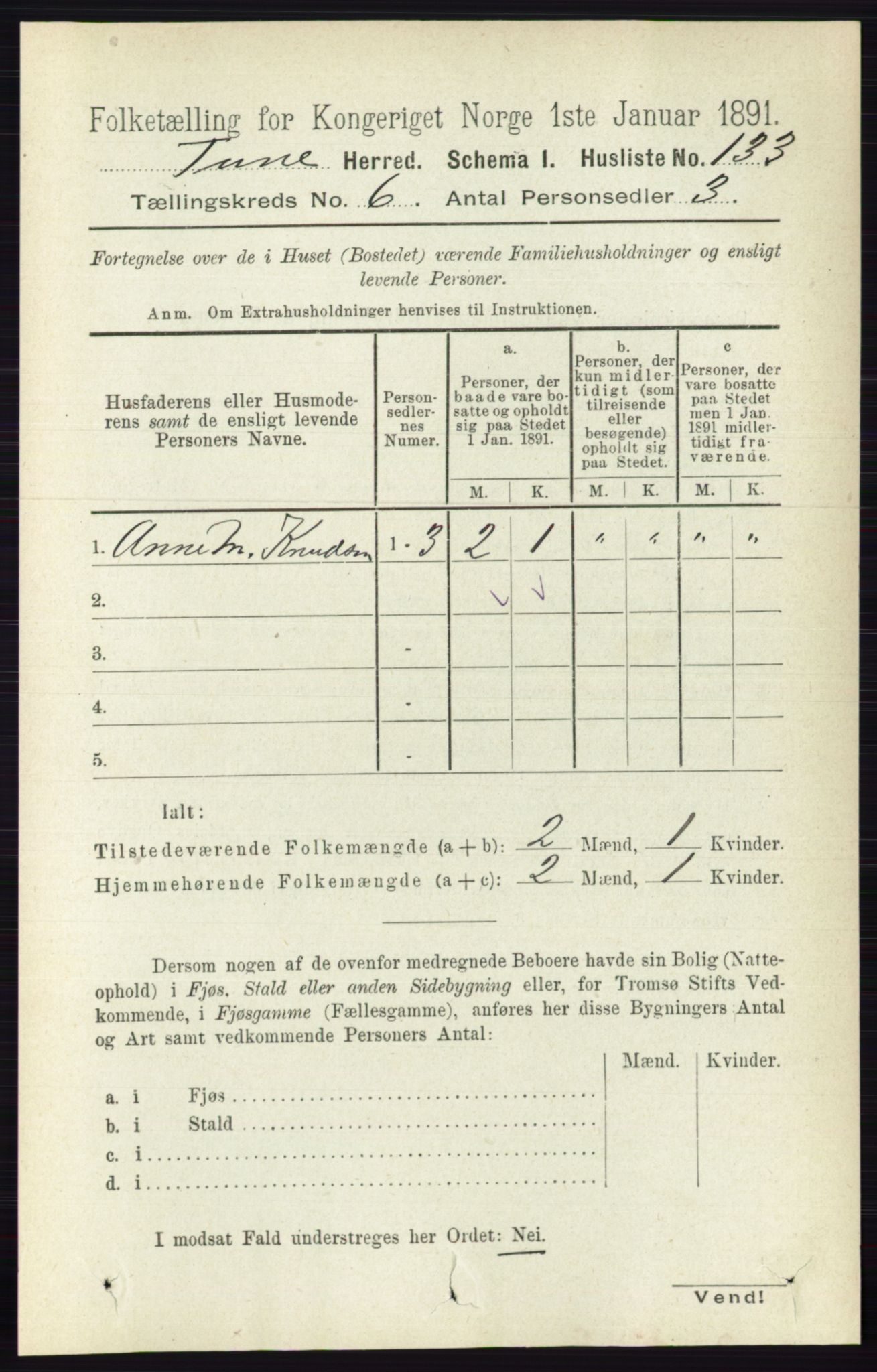 RA, 1891 census for 0130 Tune, 1891, p. 4084