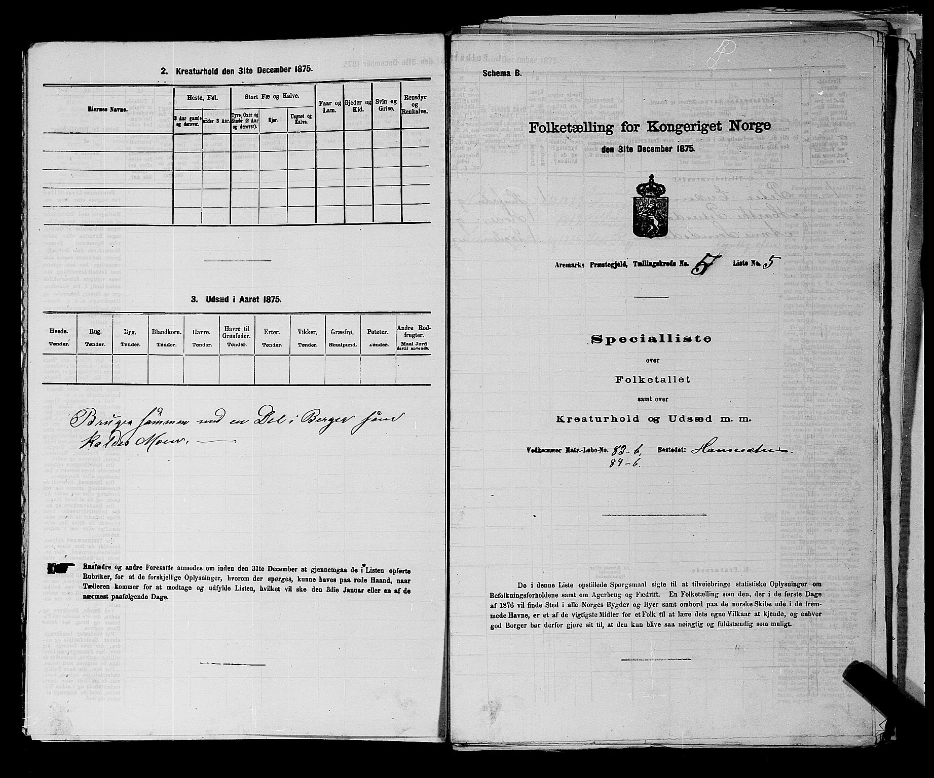 RA, 1875 census for 0118P Aremark, 1875, p. 654