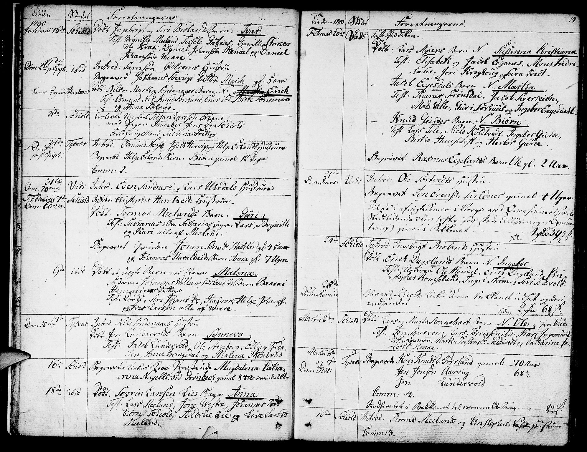 Skjold sokneprestkontor, AV/SAST-A-101847/H/Ha/Haa/L0002: Parish register (official) no. A 2, 1786-1815, p. 14