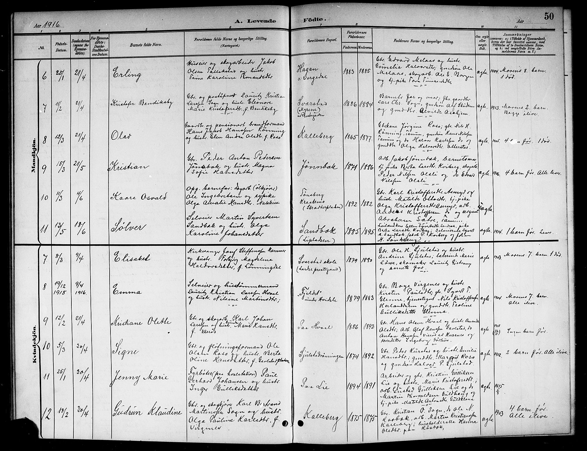 Lardal kirkebøker, AV/SAKO-A-350/G/Ga/L0002: Parish register (copy) no. I 2, 1901-1916, p. 50