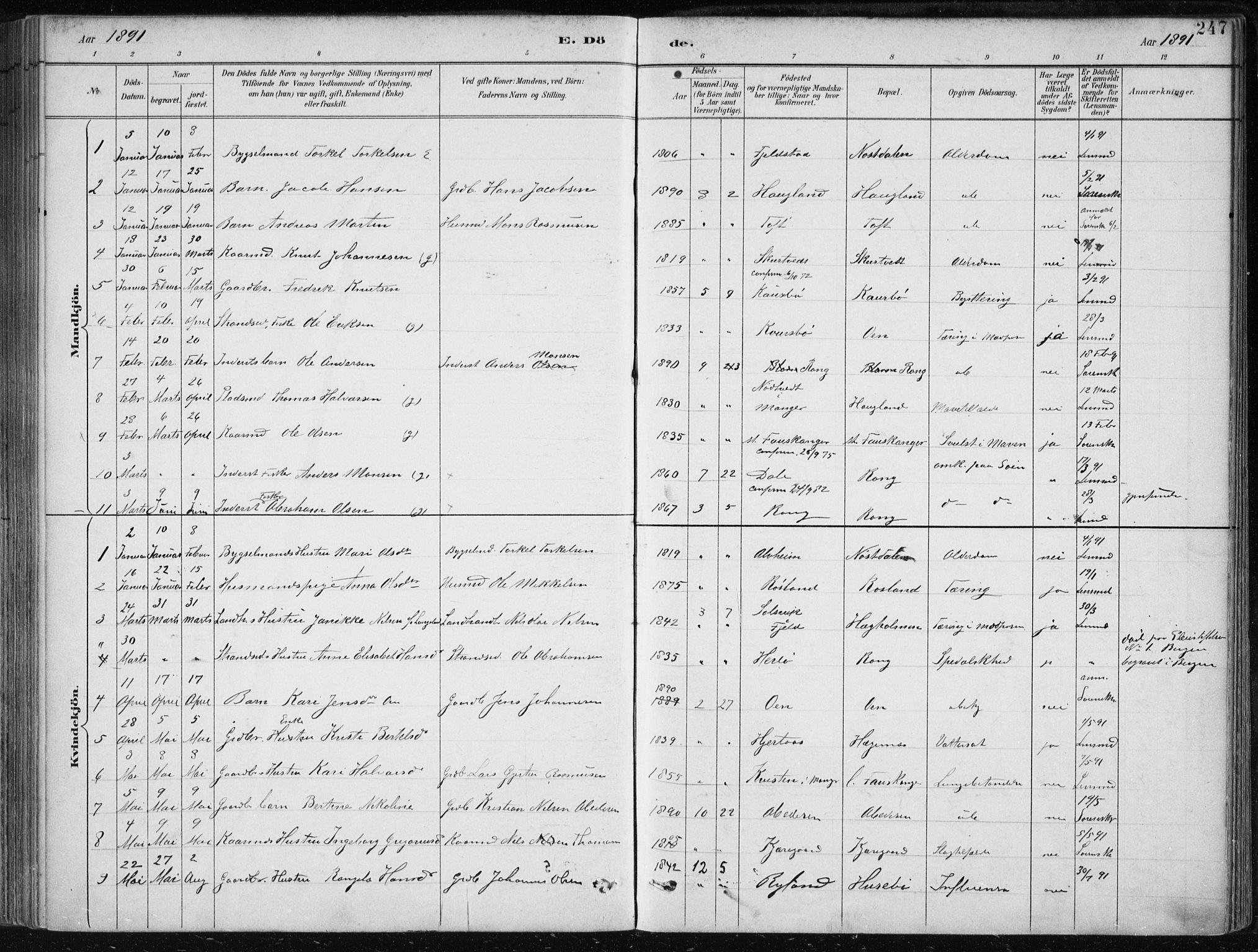 Herdla Sokneprestembete, SAB/A-75701/H/Haa: Parish register (official) no. A 4, 1891-1905, p. 247