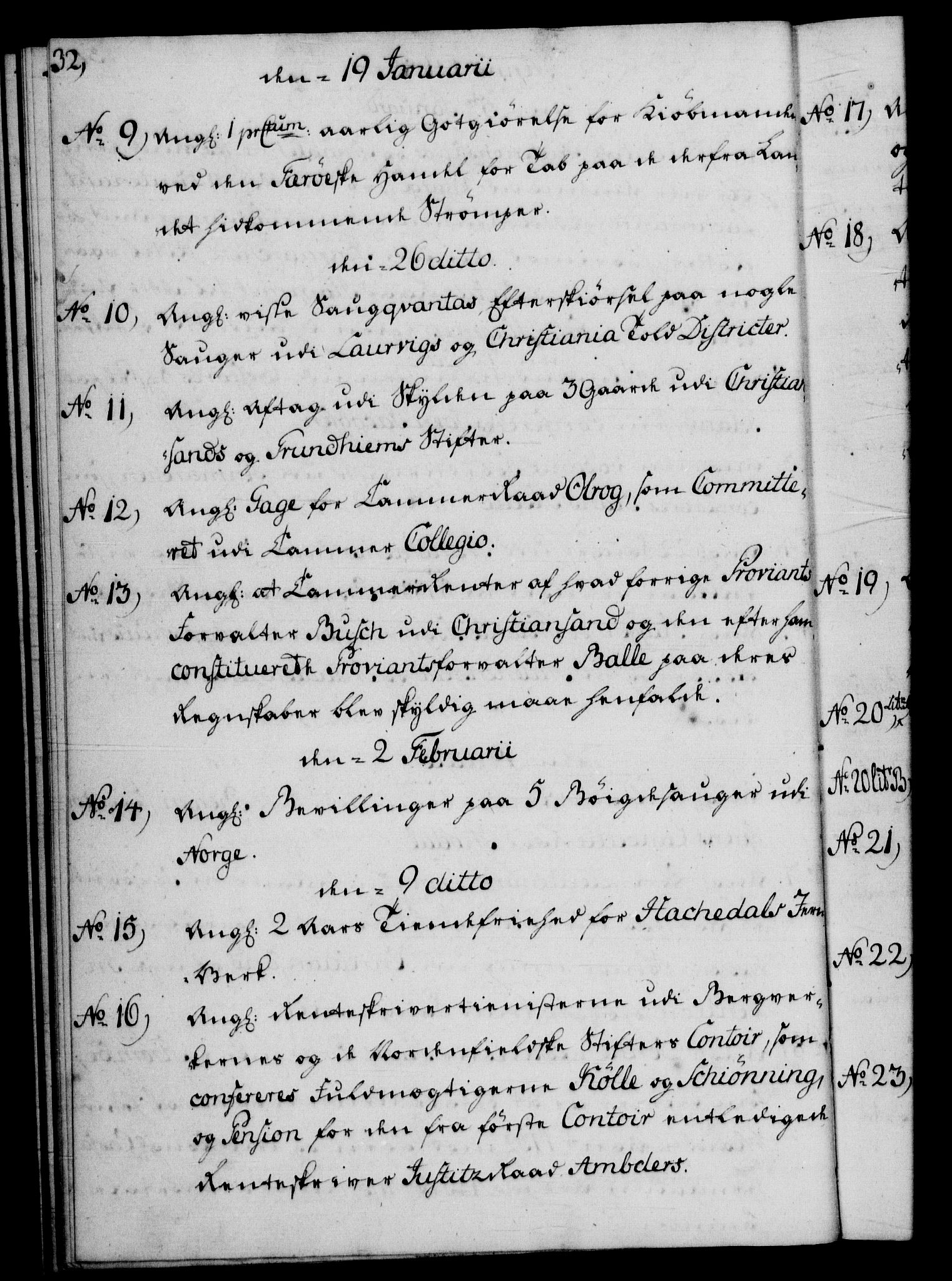 Rentekammeret, Kammerkanselliet, RA/EA-3111/G/Gf/Gfb/L0008: Register til norske relasjons- og resolusjonsprotokoller (merket RK 52.103), 1766-1771, p. 32