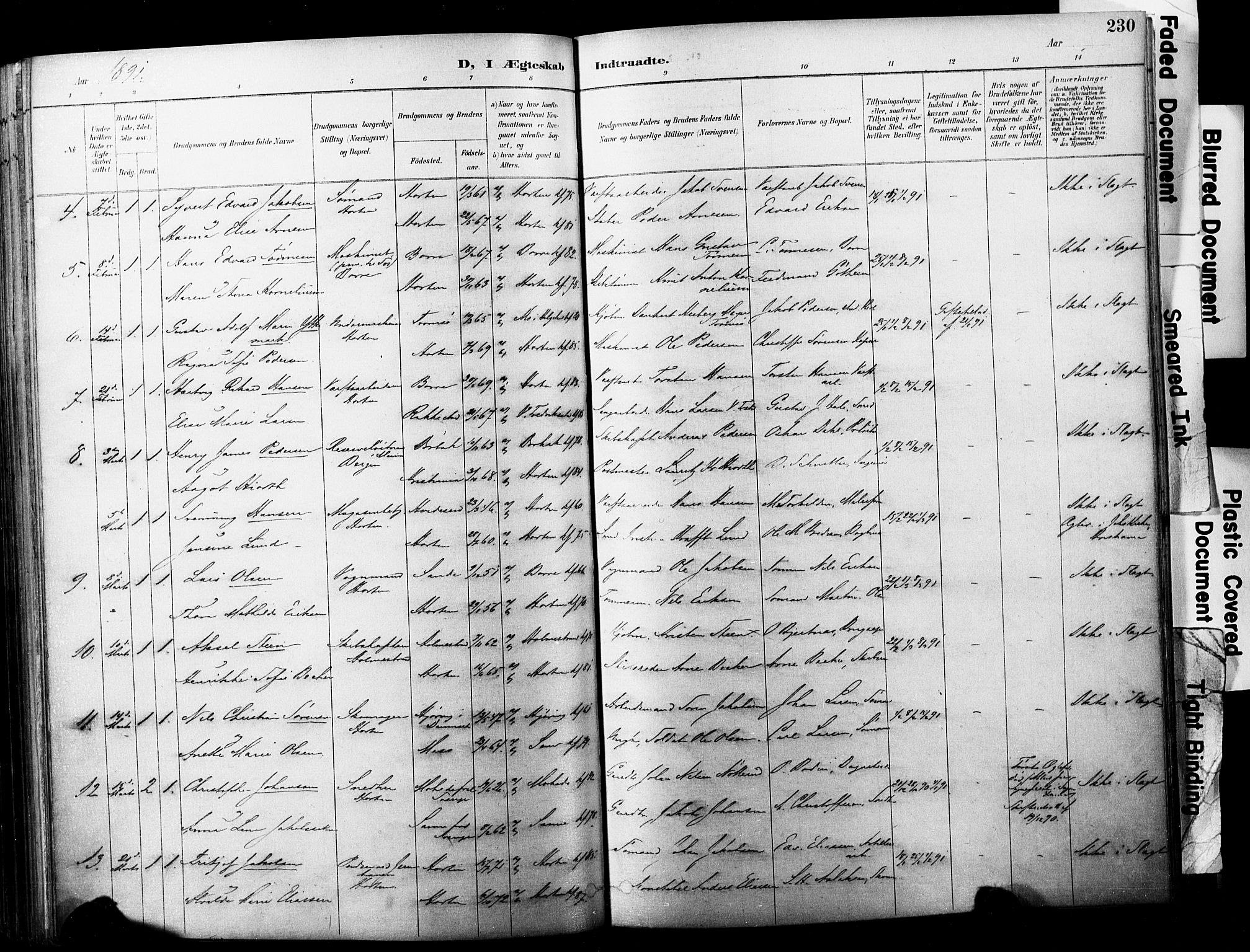 Horten kirkebøker, SAKO/A-348/F/Fa/L0004: Parish register (official) no. 4, 1888-1895, p. 230