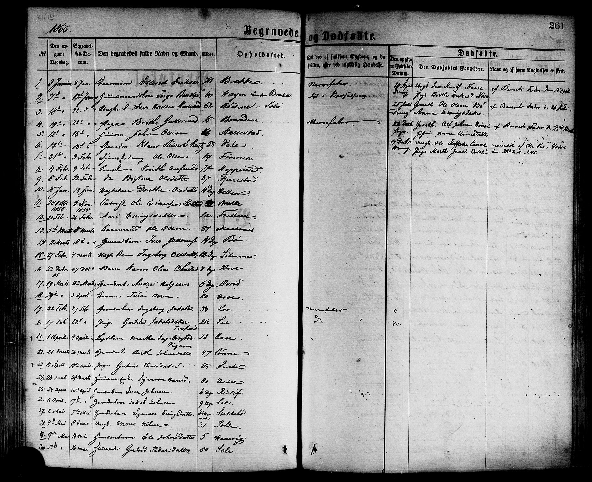 Vik sokneprestembete, SAB/A-81501: Parish register (official) no. A 9, 1866-1877, p. 261