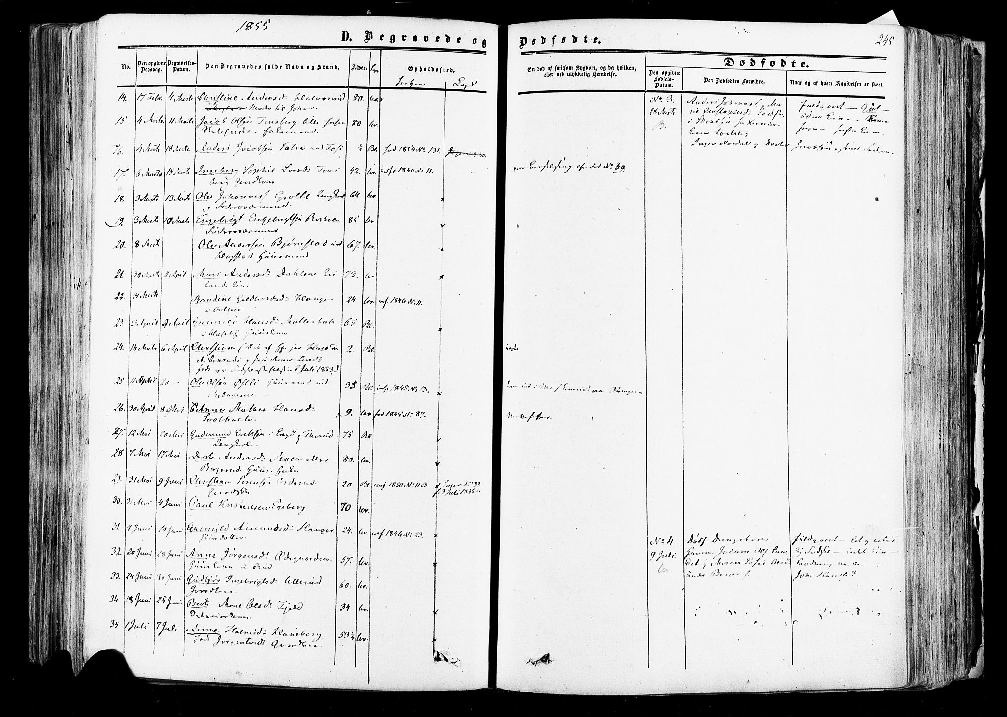 Aurskog prestekontor Kirkebøker, SAO/A-10304a/F/Fa/L0007: Parish register (official) no. I 7, 1854-1877, p. 245