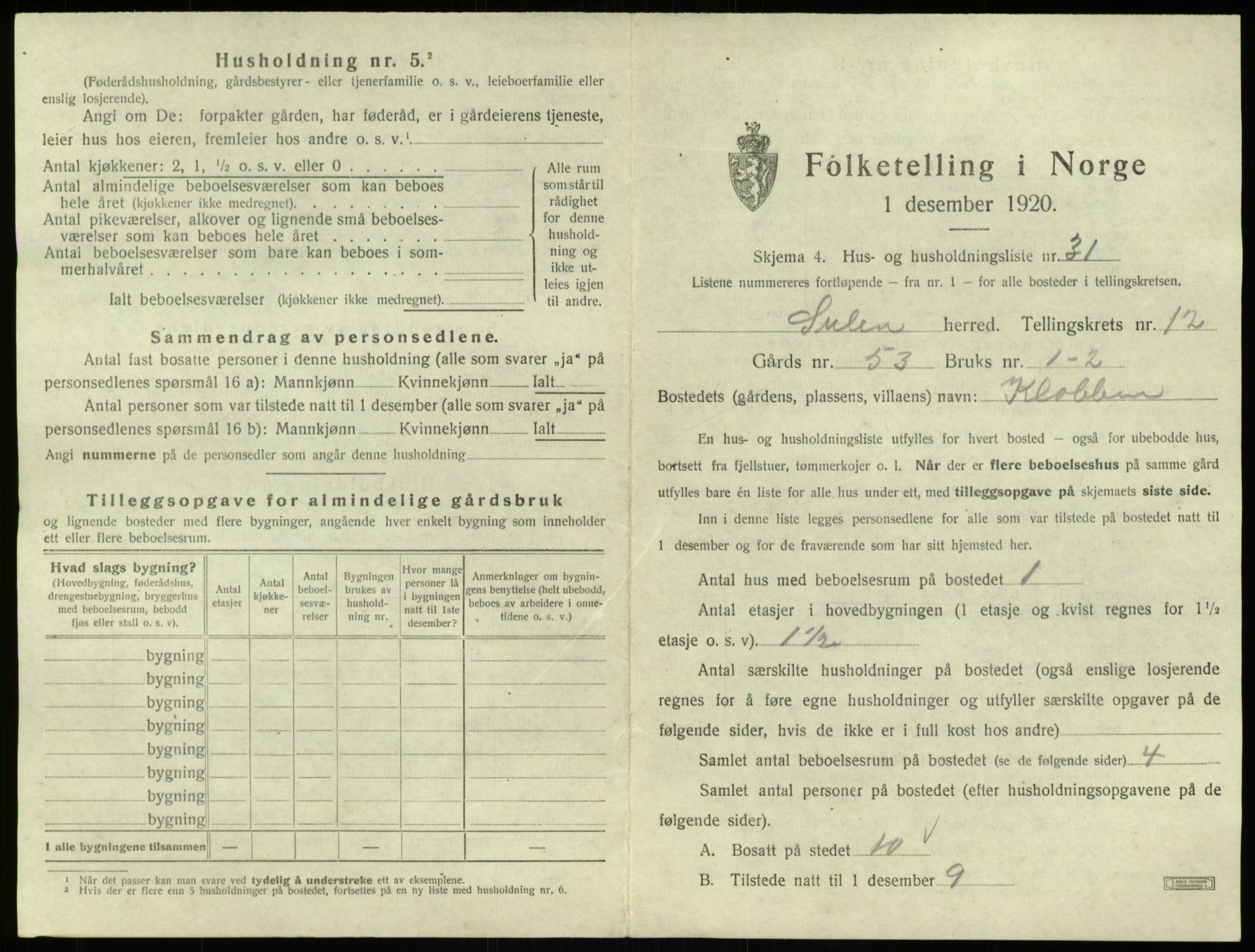 SAB, 1920 census for Solund, 1920, p. 672