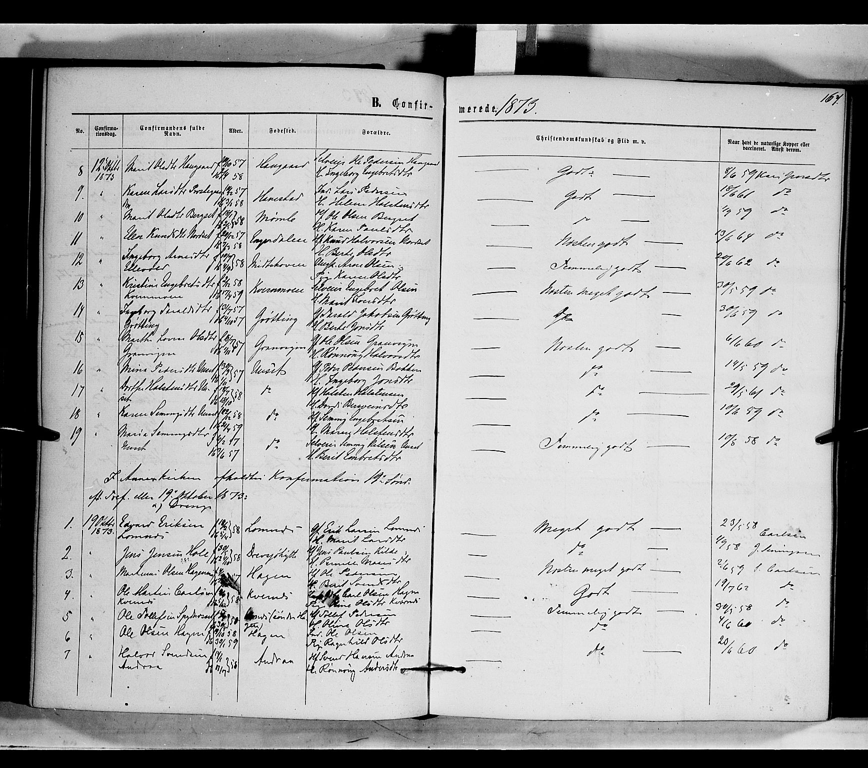 Rendalen prestekontor, SAH/PREST-054/H/Ha/Haa/L0006: Parish register (official) no. 6, 1867-1877, p. 167