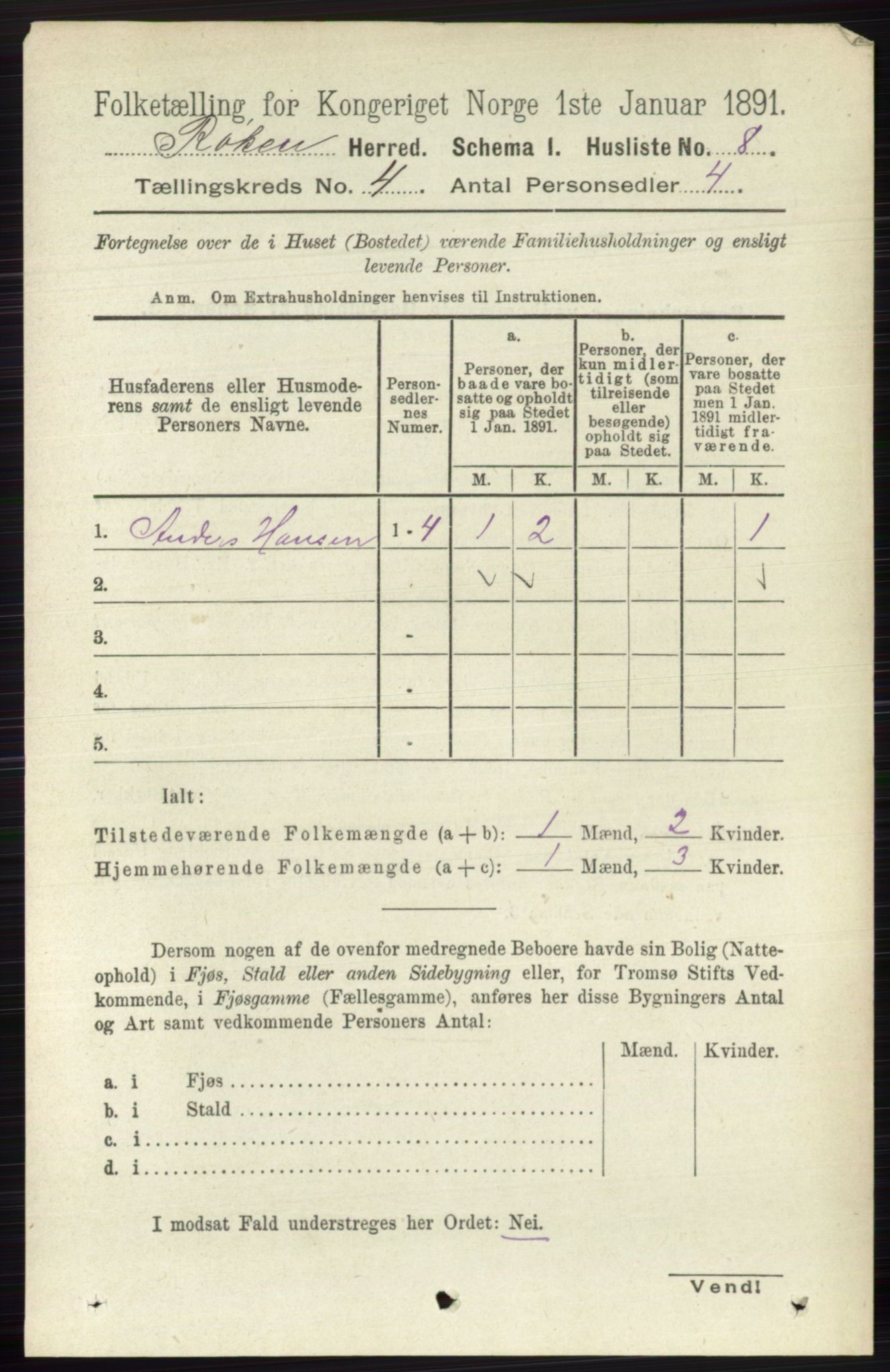 RA, 1891 census for 0627 Røyken, 1891, p. 1740