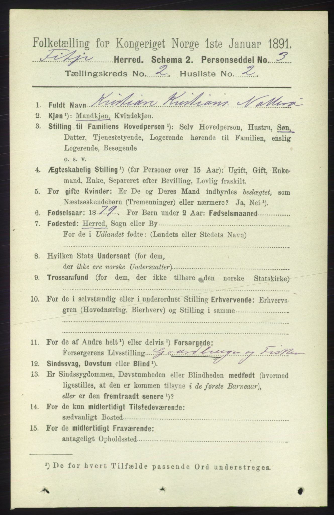 RA, 1891 census for 1222 Fitjar, 1891, p. 651