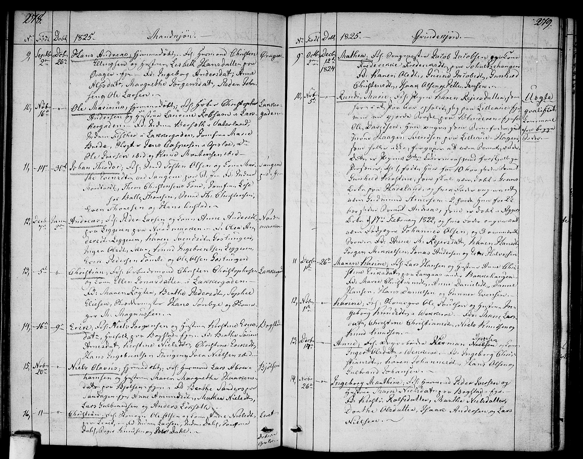 Aker prestekontor kirkebøker, AV/SAO-A-10861/F/L0012: Parish register (official) no. 12, 1819-1828, p. 278-279