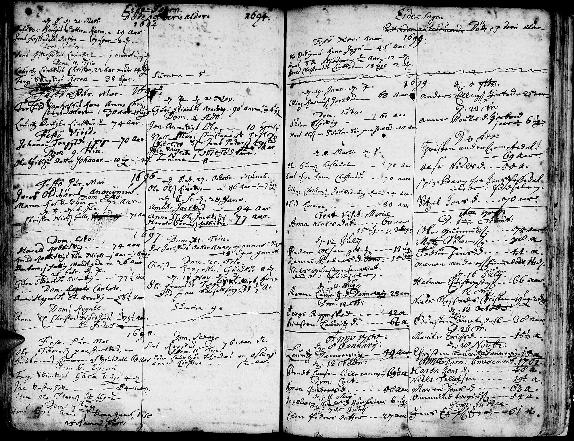 Hommedal sokneprestkontor, SAK/1111-0023/F/Fa/Fab/L0001: Parish register (official) no. A 1 /2, 1690-1739