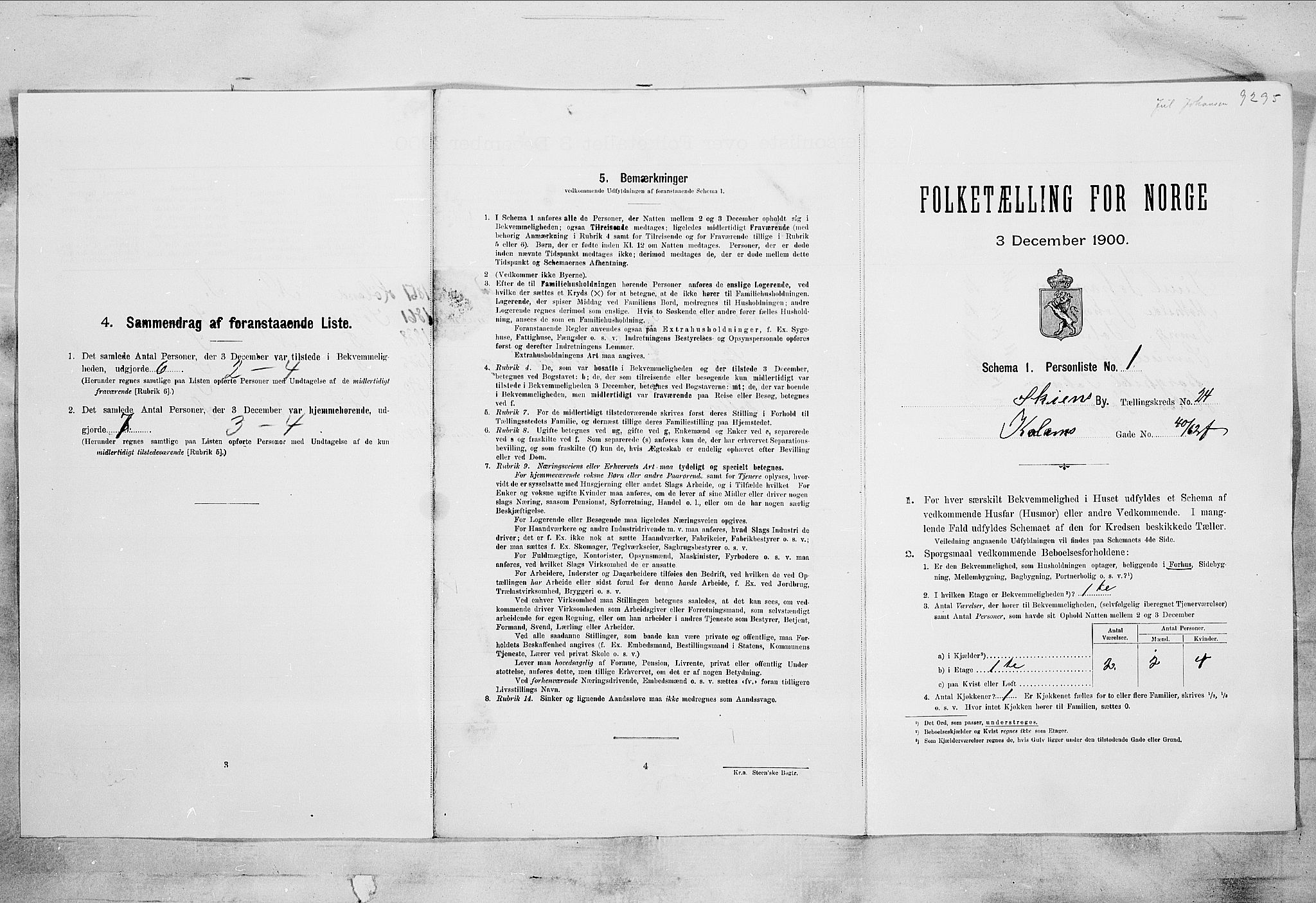 SAKO, 1900 census for Skien, 1900, p. 4620