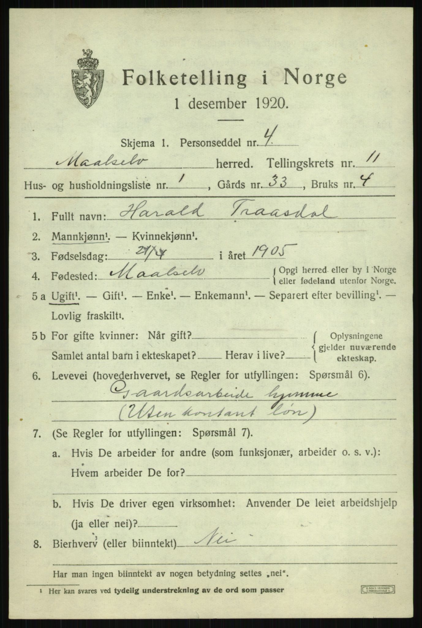 SATØ, 1920 census for Målselv, 1920, p. 6045