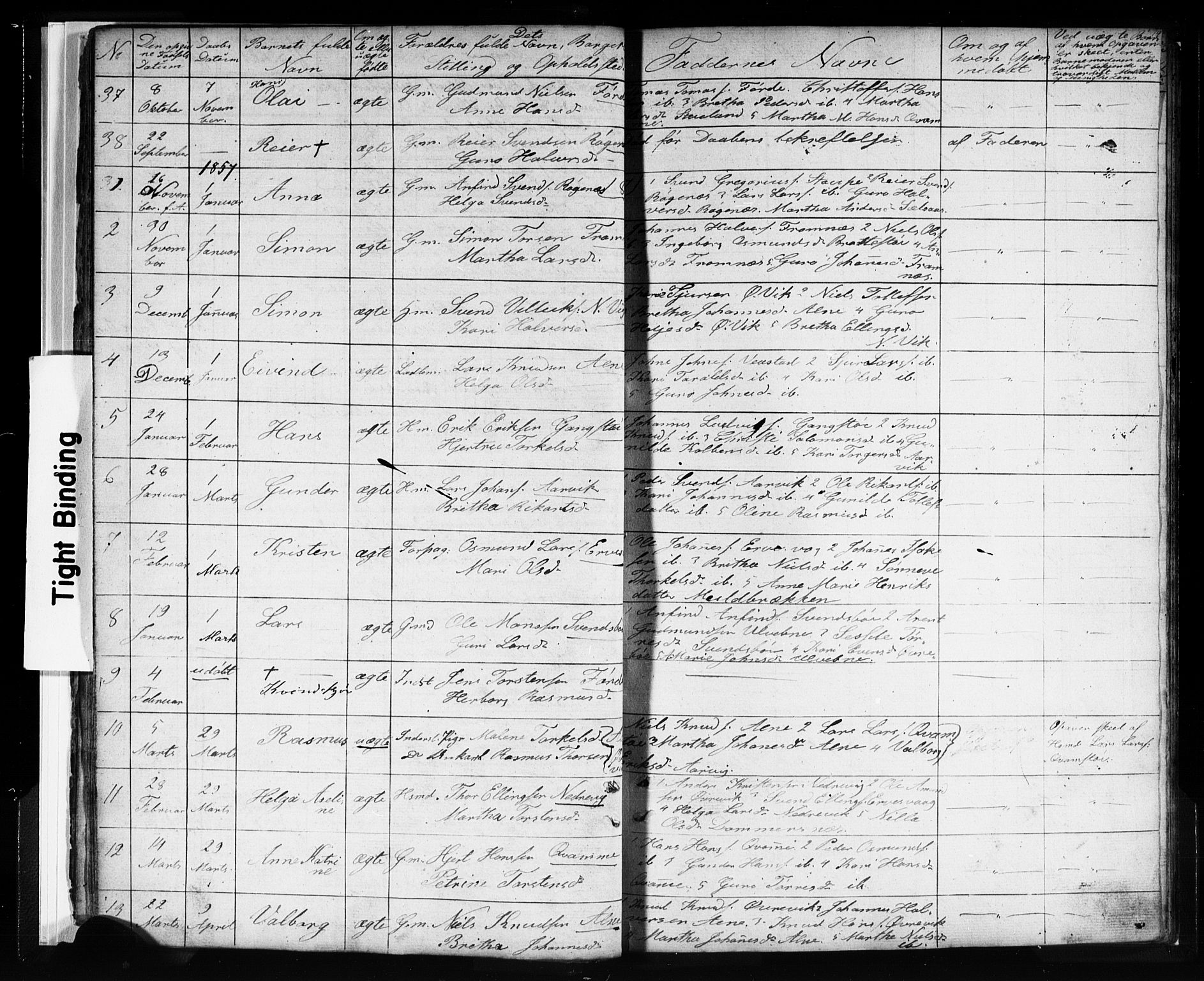 Sveio Sokneprestembete, SAB/A-78501/H/Hab: Parish register (copy) no. C 1, 1851-1865, p. 14