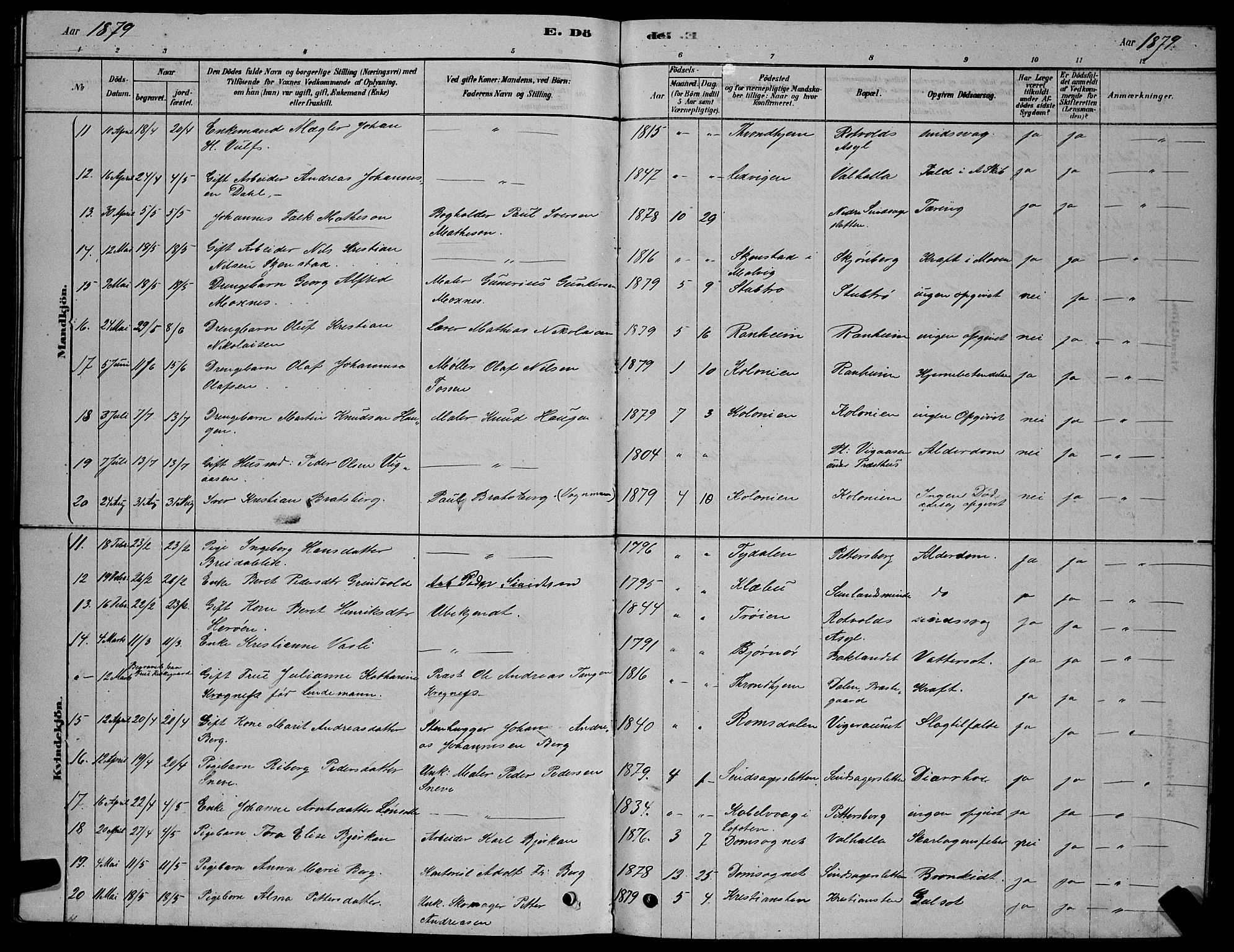 Ministerialprotokoller, klokkerbøker og fødselsregistre - Sør-Trøndelag, SAT/A-1456/606/L0312: Parish register (copy) no. 606C08, 1878-1894