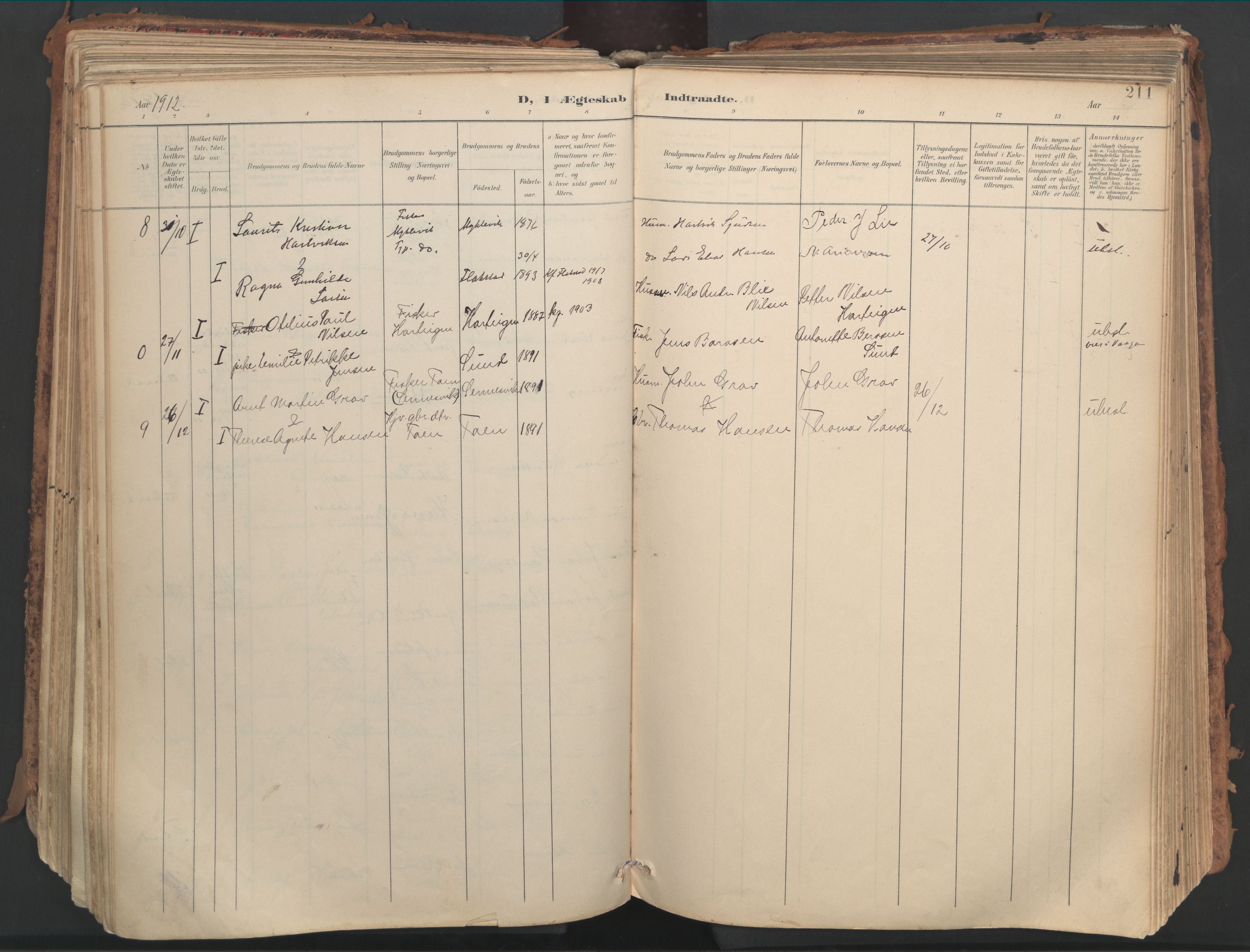 Ministerialprotokoller, klokkerbøker og fødselsregistre - Nordland, AV/SAT-A-1459/882/L1180: Parish register (official) no. 882A02, 1897-1913, p. 211