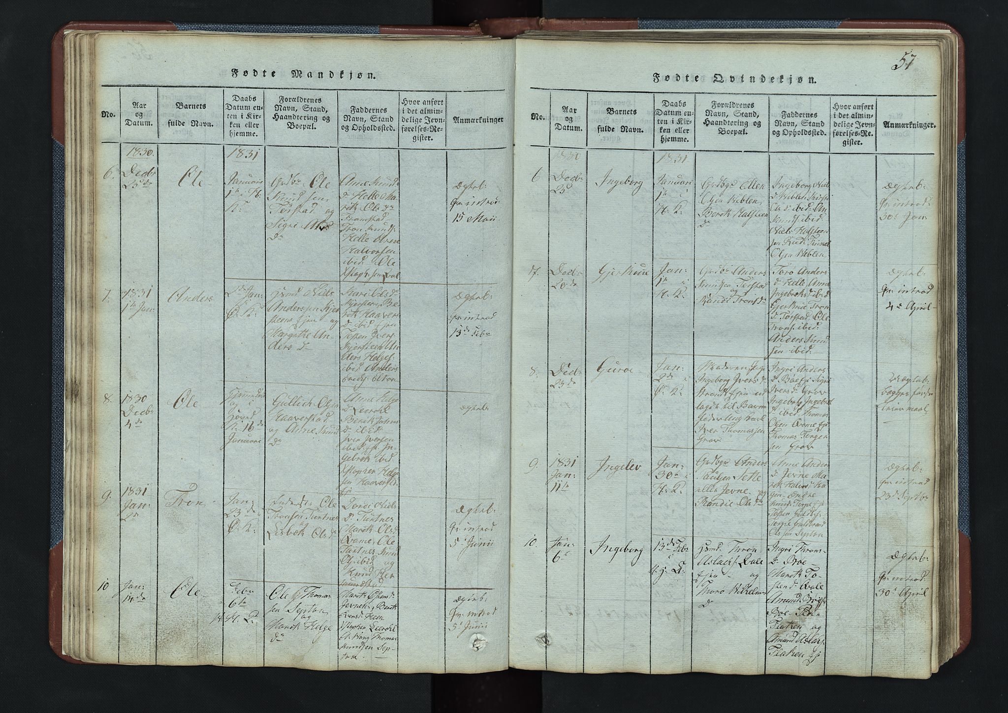 Vang prestekontor, Valdres, SAH/PREST-140/H/Hb/L0003: Parish register (copy) no. 3, 1814-1892, p. 57