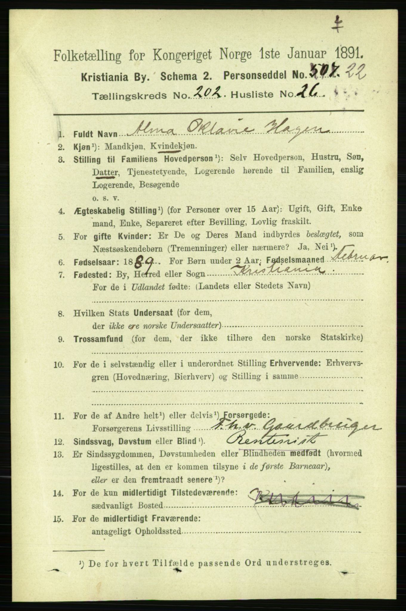 RA, 1891 census for 0301 Kristiania, 1891, p. 122035