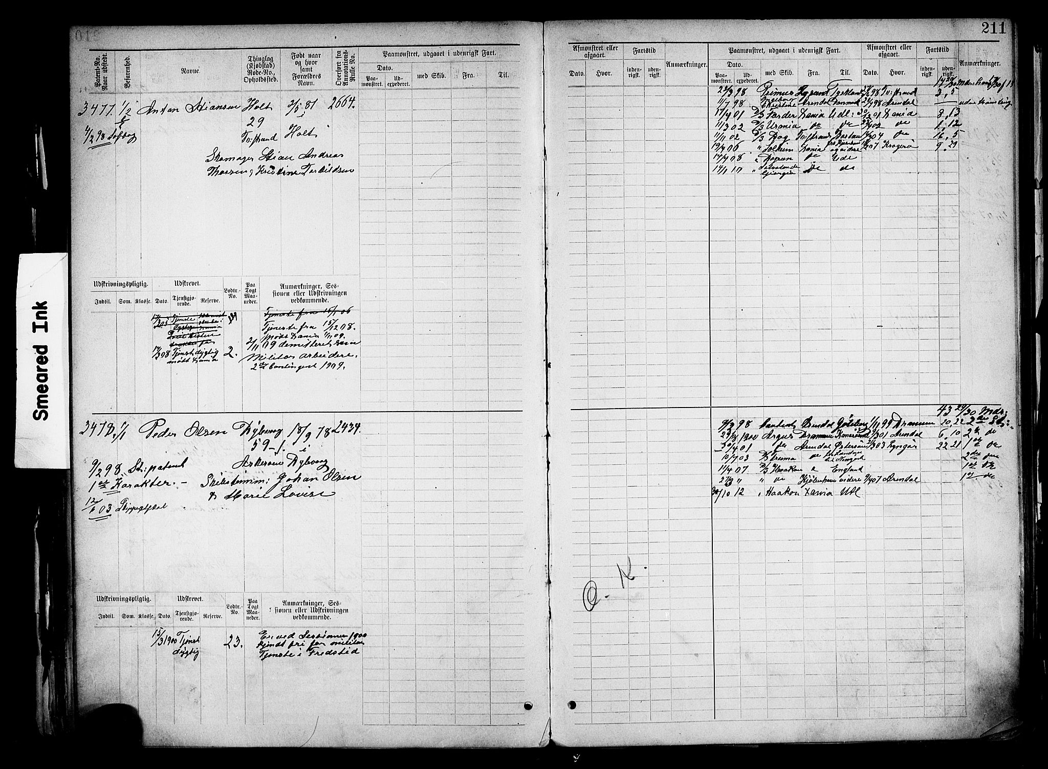 Tvedestrand mønstringskrets, SAK/2031-0011/F/Fb/L0019: Hovedrulle nr 3057-3818, U-35, 1892-1906, p. 216