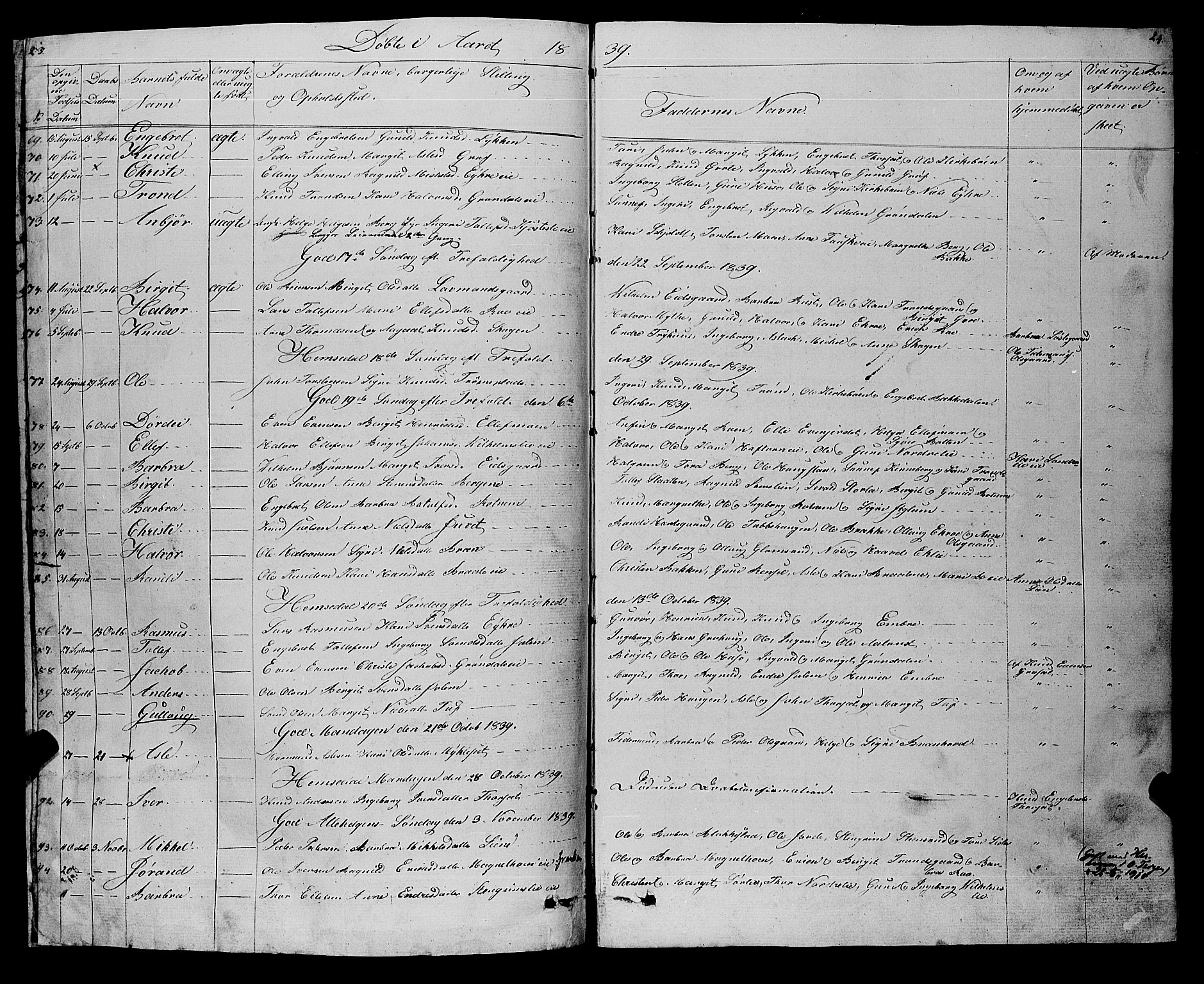 Gol kirkebøker, AV/SAKO-A-226/F/Fa/L0002: Parish register (official) no. I 2, 1837-1863, p. 23-24