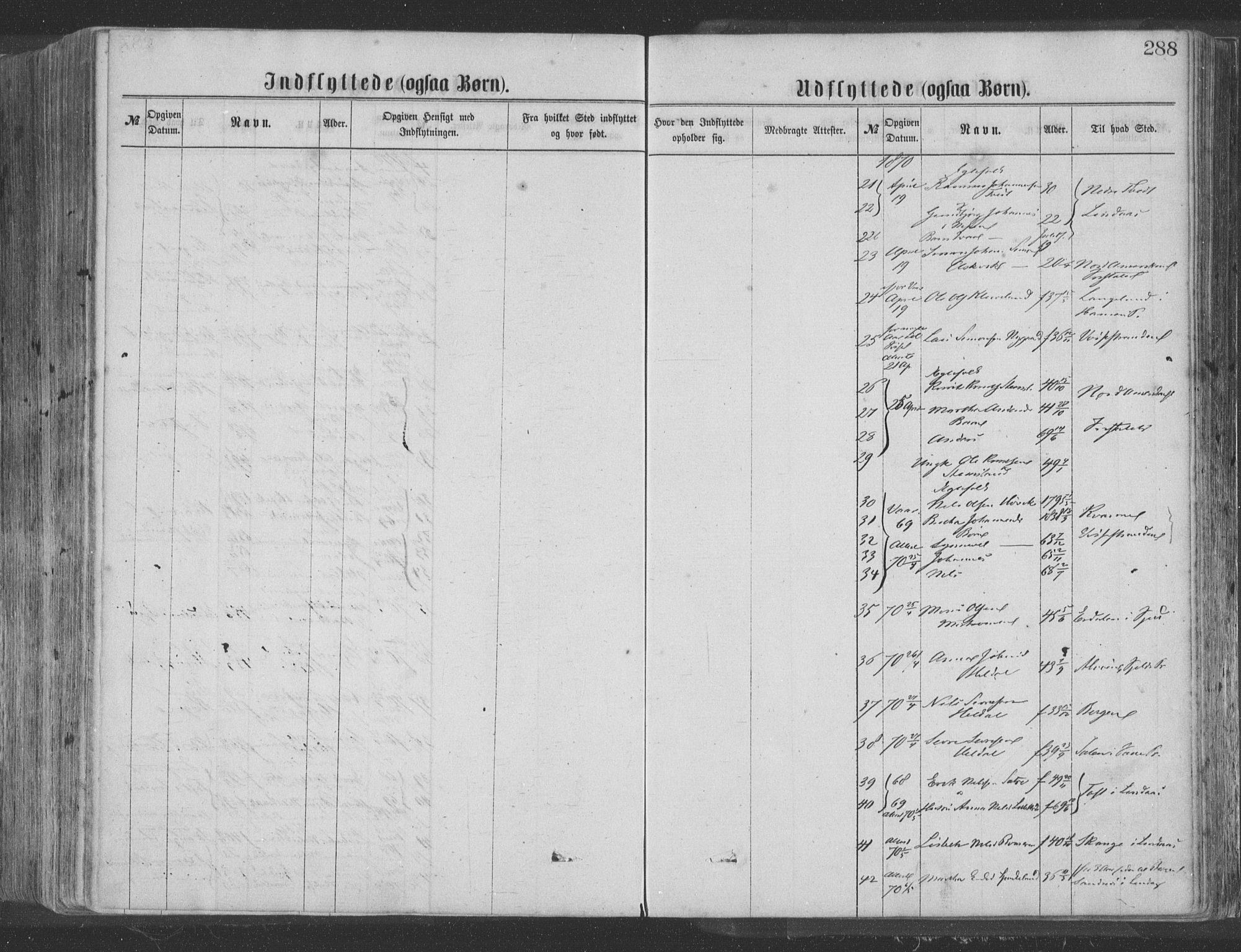 Hosanger sokneprestembete, AV/SAB-A-75801/H/Haa: Parish register (official) no. A 9, 1864-1876, p. 288