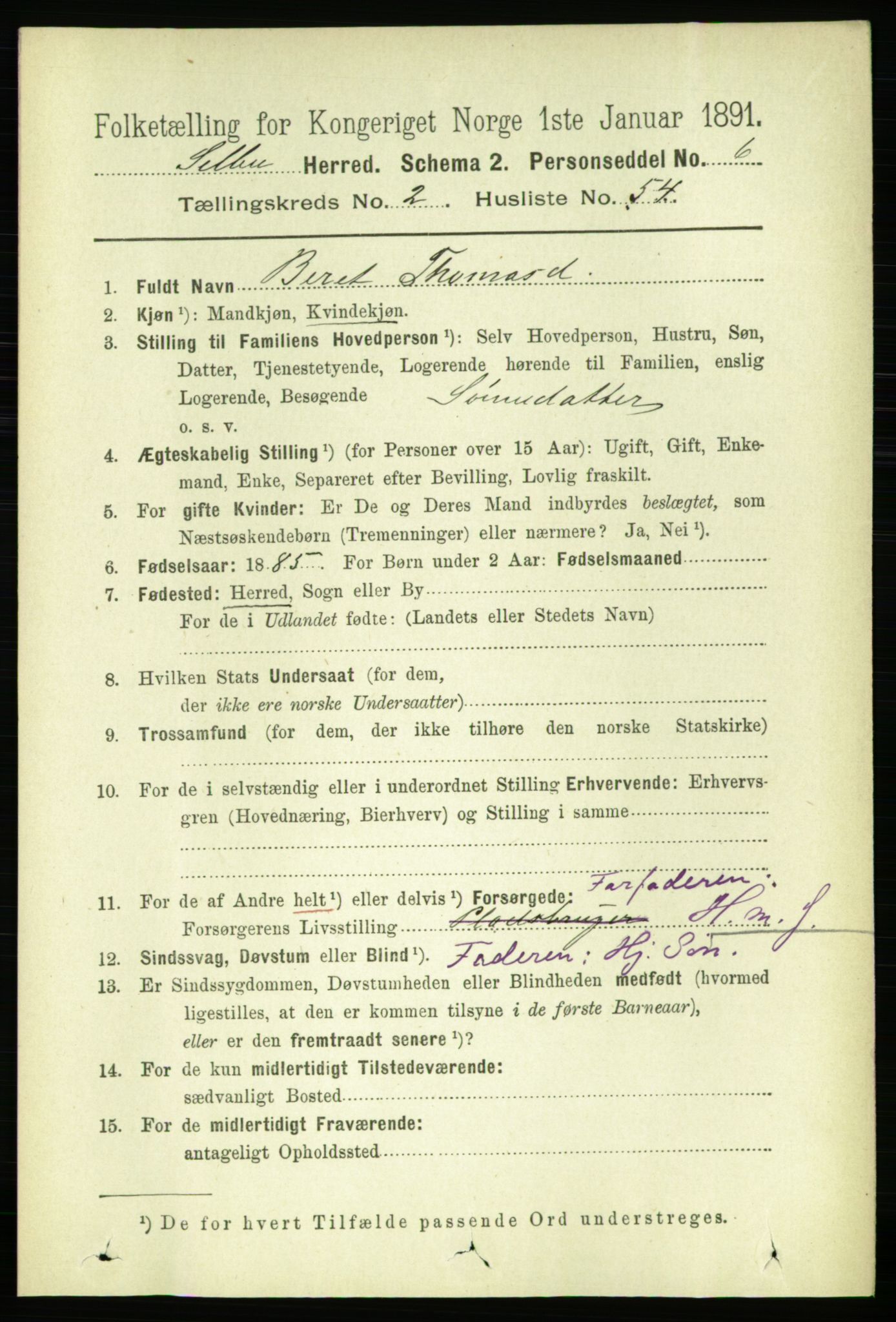 RA, 1891 census for 1664 Selbu, 1891, p. 571